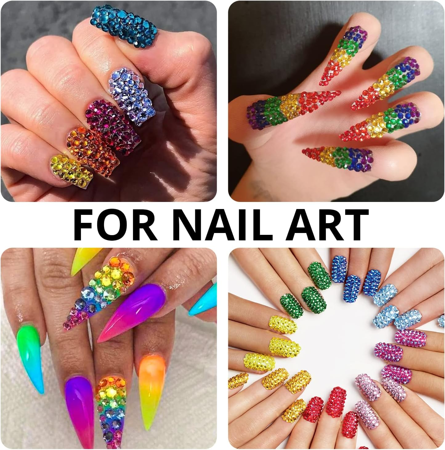 Nail Rhinestones 4520PCS 1.5-6Mm Colorful Rose Gold round Flatback Crystal Shine Diamonds for DIY Crafts Nail Art image number 3