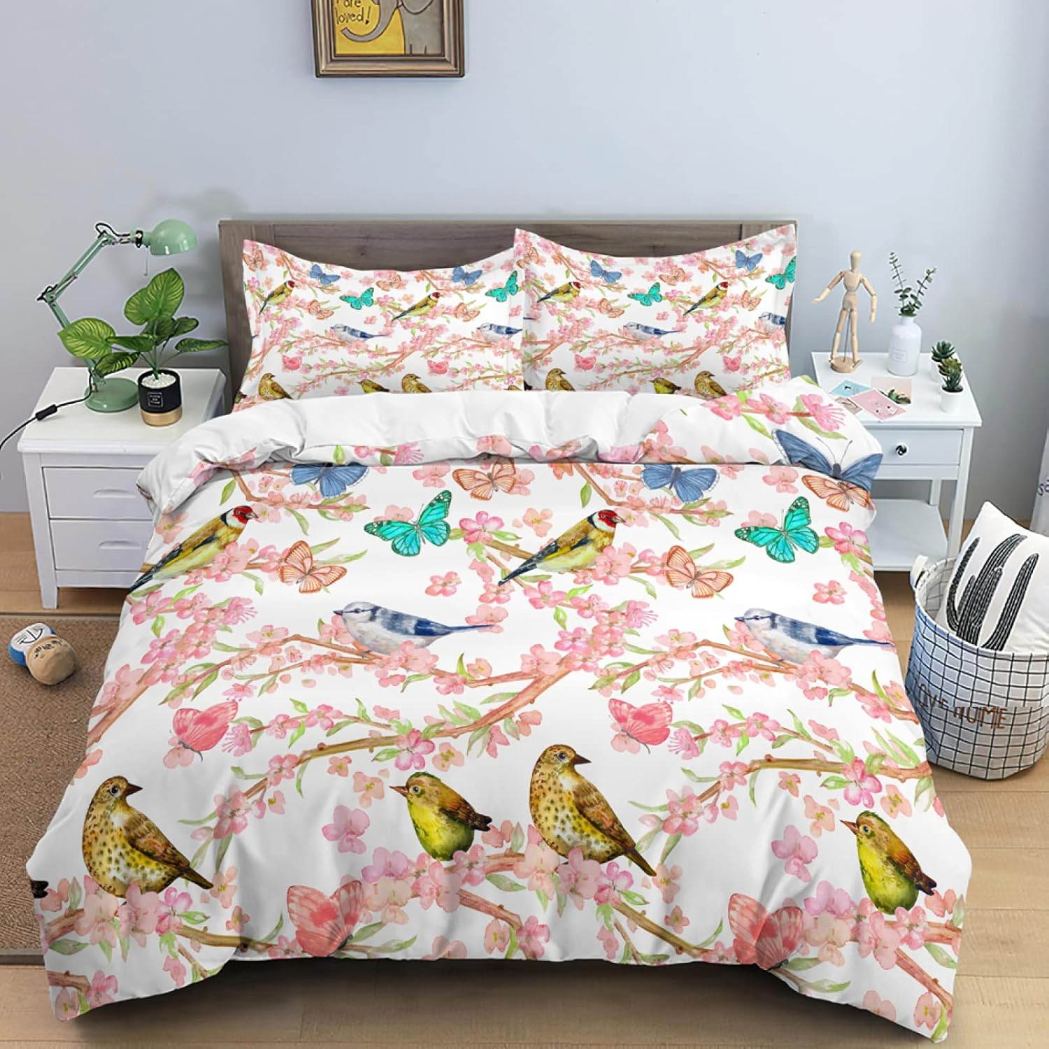 Floral Bedding Set Pretty Flowers Duvet Cover Set Bedclothes with Pillowase Quilt Cover for Kids Home,1,Double(180X210Cm) image number 5