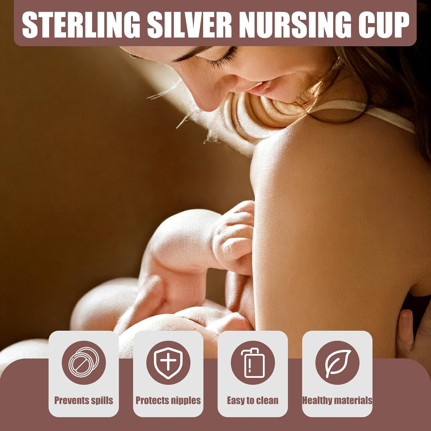 The Original Silver Nursing Cups, 999 Silver Nipple Shield for Breastfeeding Baby, Newborn Essentials Newborn Mother Nipple Shield Helpful for Lactation Care Relieving Nipple Pain Cracking image number 1
