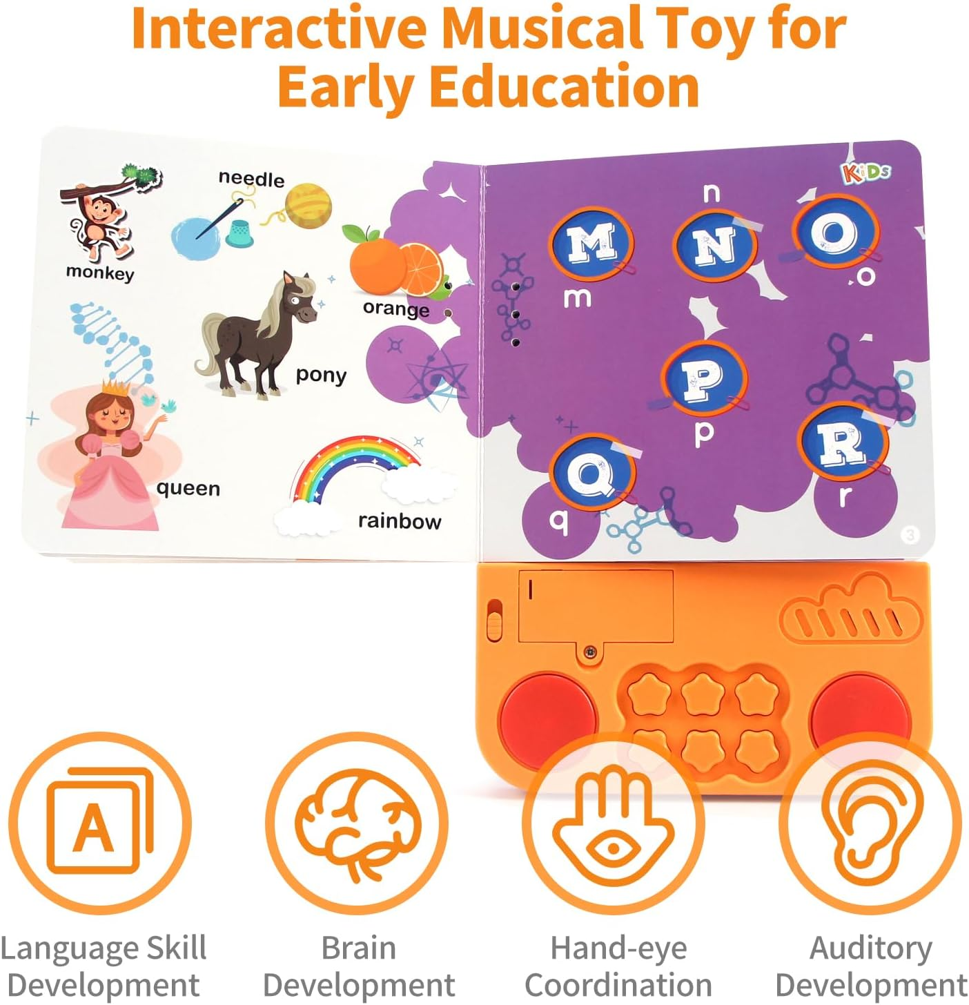 Joyfia Interactive Children'S Sound Book, Abcs & Number Learning Audio Developmental Book, Educational Sensory Musical Toys for Toddlers 1-3, Birthday Gifts for Boys & Girls (Alphabet-Themed) image number 1