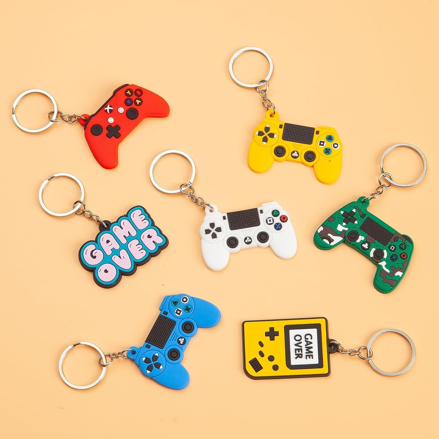 XUANZHI 18Pcs Game Keychain Keyring, Silicone Keyring Key Chain,Key Accessories for Kid Boy Girl Party Favors Gift image number 6