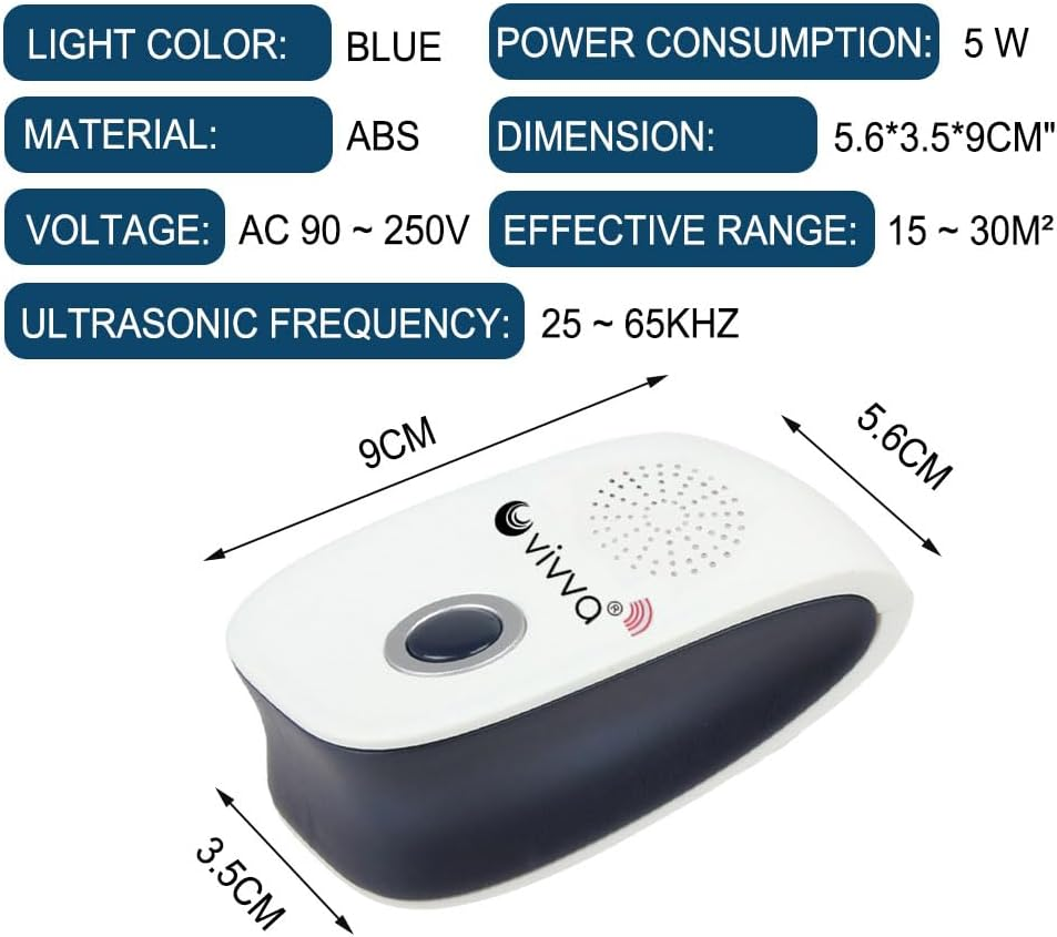 Vivva Ultrasonic Pest Repeller Electronic Plug in Indoor Sonic Repellent Pest Control for Bugs Roaches Insects Mice Spiders Mosquitoes (6) image number 6