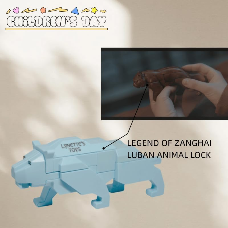 Lynette'S Toys Lenged of Zanghai Tranditional Chinese LUBAN Lock 3D Puzzle Animal - Creative Interlocking Toy,Brain Teaser for Kids Aged 6+ Toy, Brain Bolt, Montessori (Leopard) image number 1