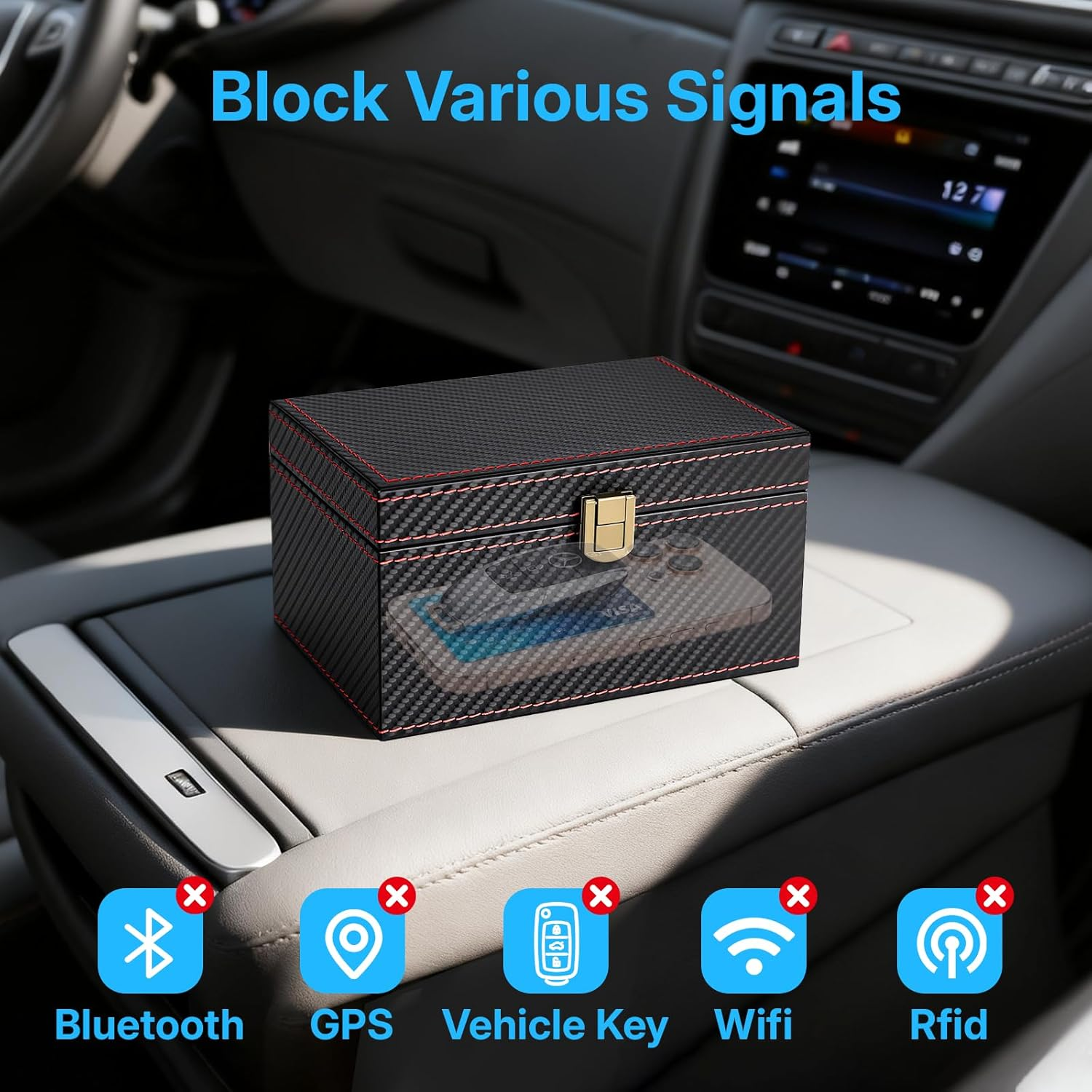 OWLKELA Faraday Box for Car Keys with 2 Signal Blocking Bags, Anti-Theft Blocking Pouch RFID Key Fob Protector Shielding Cage, 6.7&rdquo; X 4.7&rdquo; X 3.7&rdquo; (6-8 Keys Capacity)