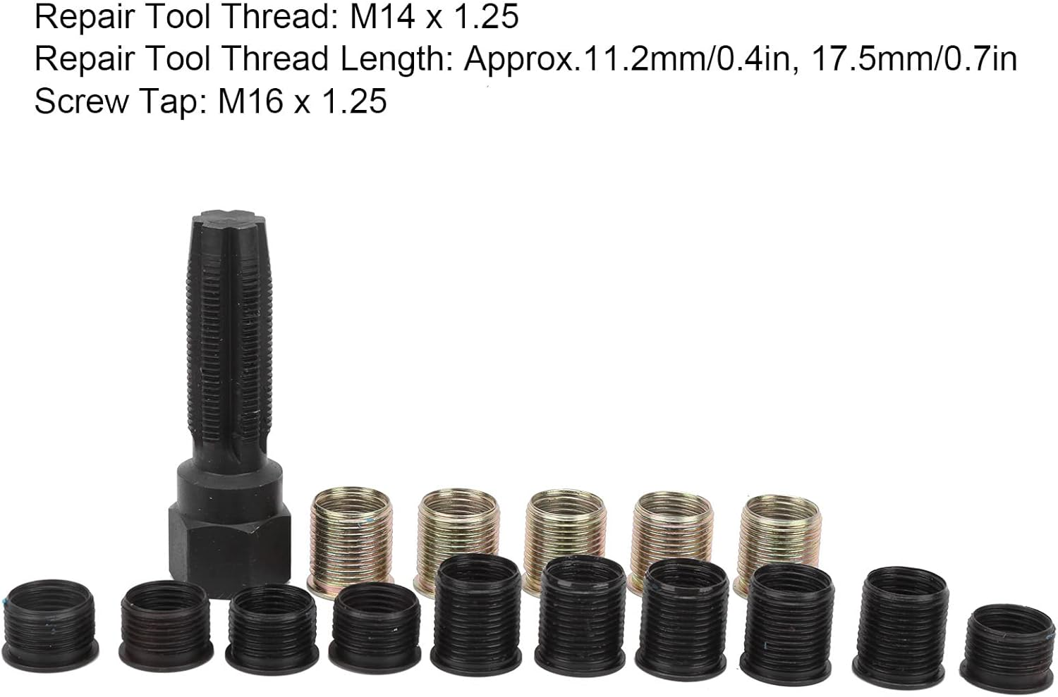 Spark Plug Thread Repair Kit, M14X1.25 Spark Plug Thread Repair Kit, M16 X 1.25 Screw Tap, with Tool Box image number 6