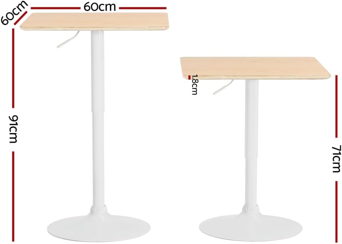Artiss Bar Table Swivel Base Gas Lift Counter Dining Table 60CM Square Pine image number 2