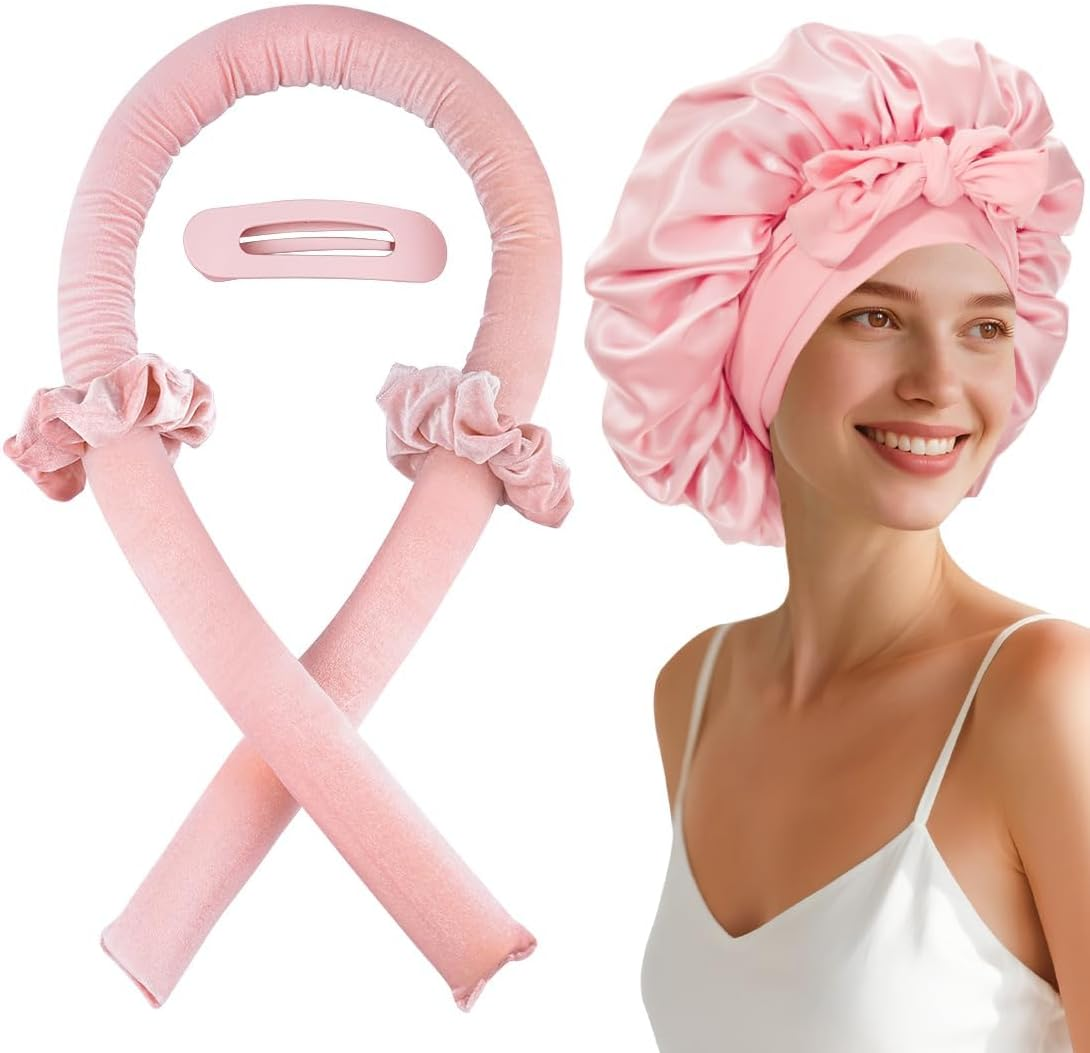 Heatless Hair Curler, Soft Hair Curlers to Sleep In, Heatless Curls Overnight for Natural Curls, No Heat Curling Rod Set with Satin Bonnet for Most Hairtypes Women Girls image number 3