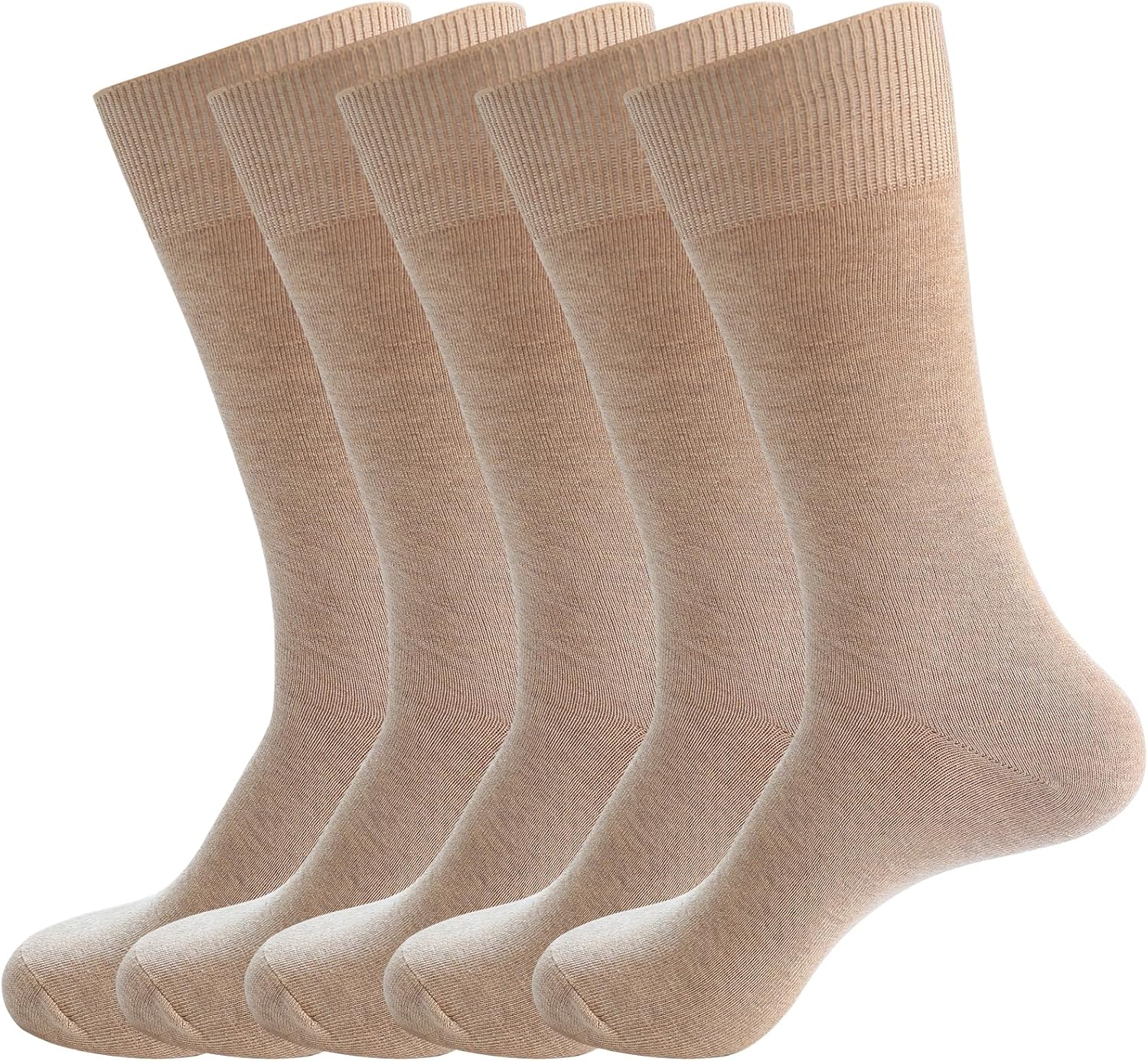 Men'S Dress Socks 5 Pairs Mens Cotton Calf Business Formal Socks Soft Breathable Athletic Long Crew Casual Socks image number 4