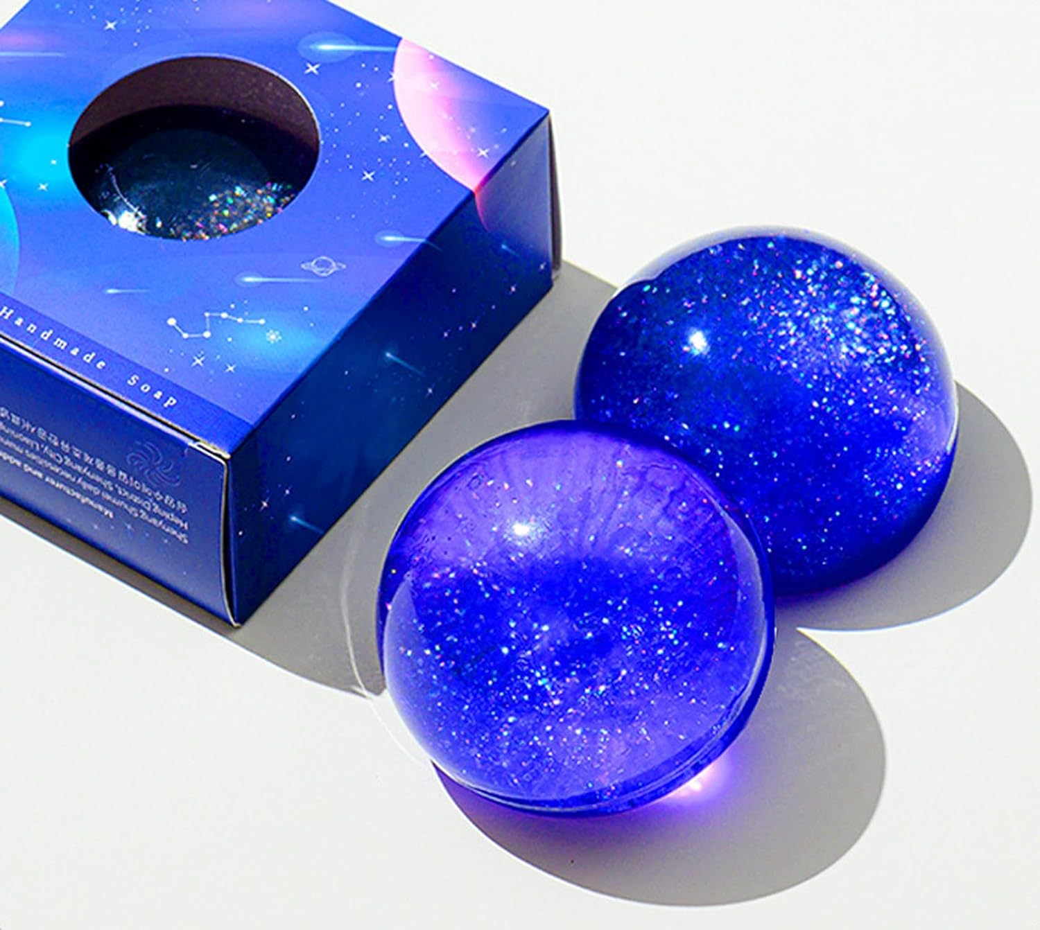 Lucky Sky Scented Botanical Soap Bar,100G Handmade Milky Way Galaxy Essential Oils Scented Bath Soap for Men&Women,Face Body Moisturizing Artisanal Floral Soap with Blistering Net image number 2