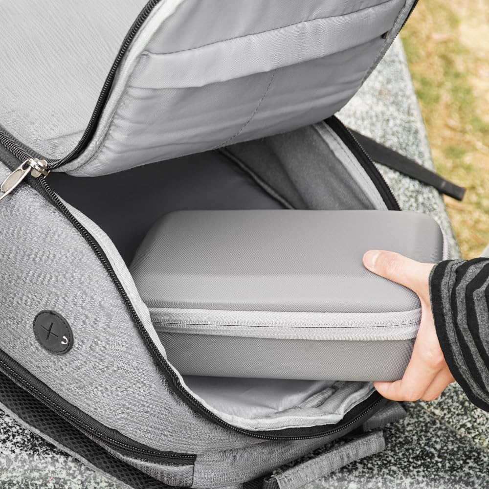 PALUMMA PU Leather Carrying Case Portable Shoulder Bag for DJI Osmo Mobile 7P/7 Hard Travel Storage, Grey, Portable Hard Storage Bag image number 4