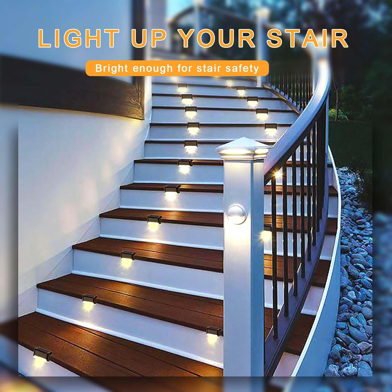 Solar Deck Lights Outdoor 18-Pack,Solar Lights Outdoor for Patio LED Waterproof Lighting Black Solar Step Lights for Outdoor Stair, Deck,Patio,Yard, Fence (18 Pack-Warm Light)