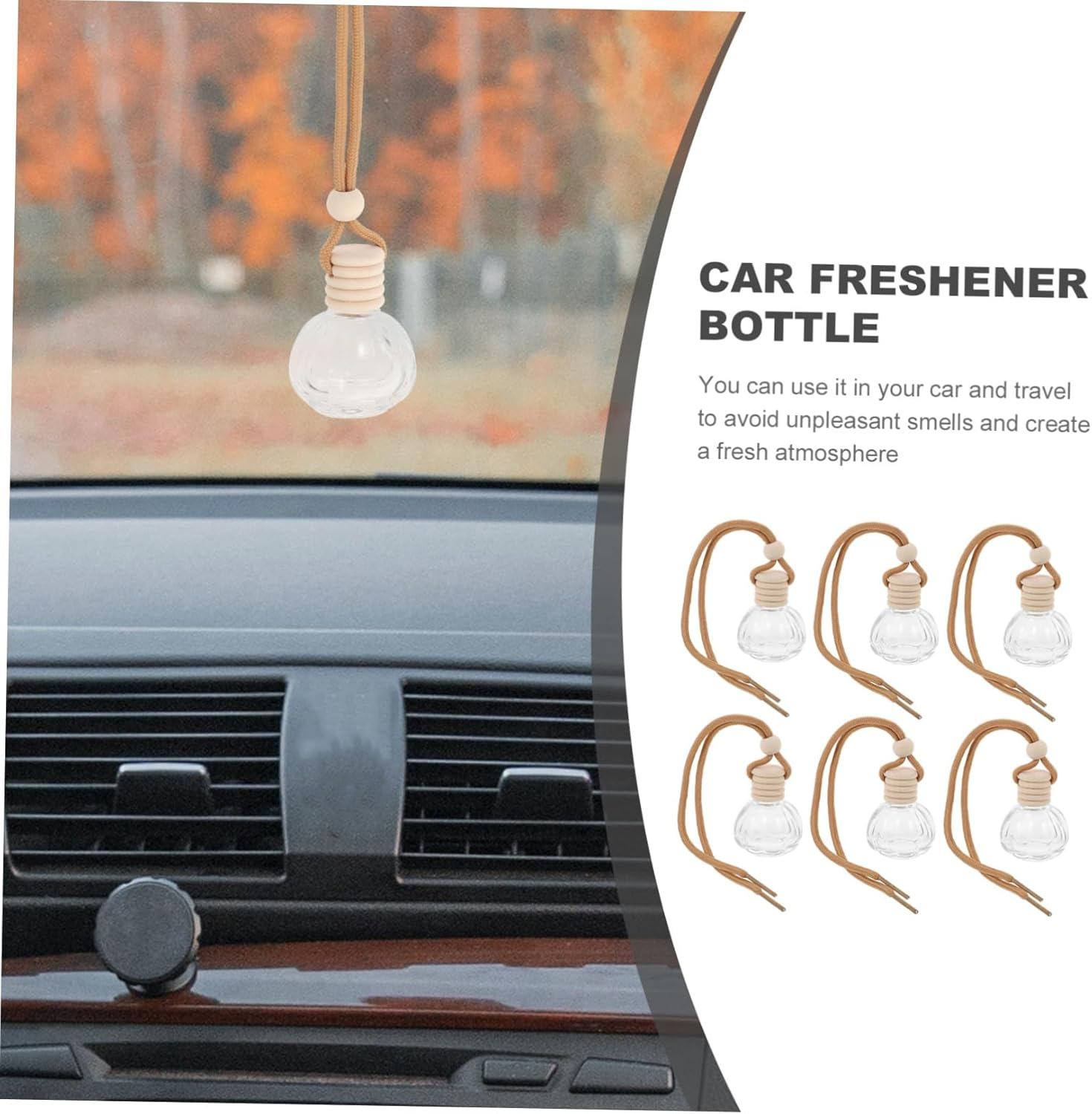Ciieeo 6Pcs Decorative Perfume Bottles Refillable Car Diffuser Containers for Aromatherapy Elegant Vials Stylish Design for Home and Vehicle Use image number 2