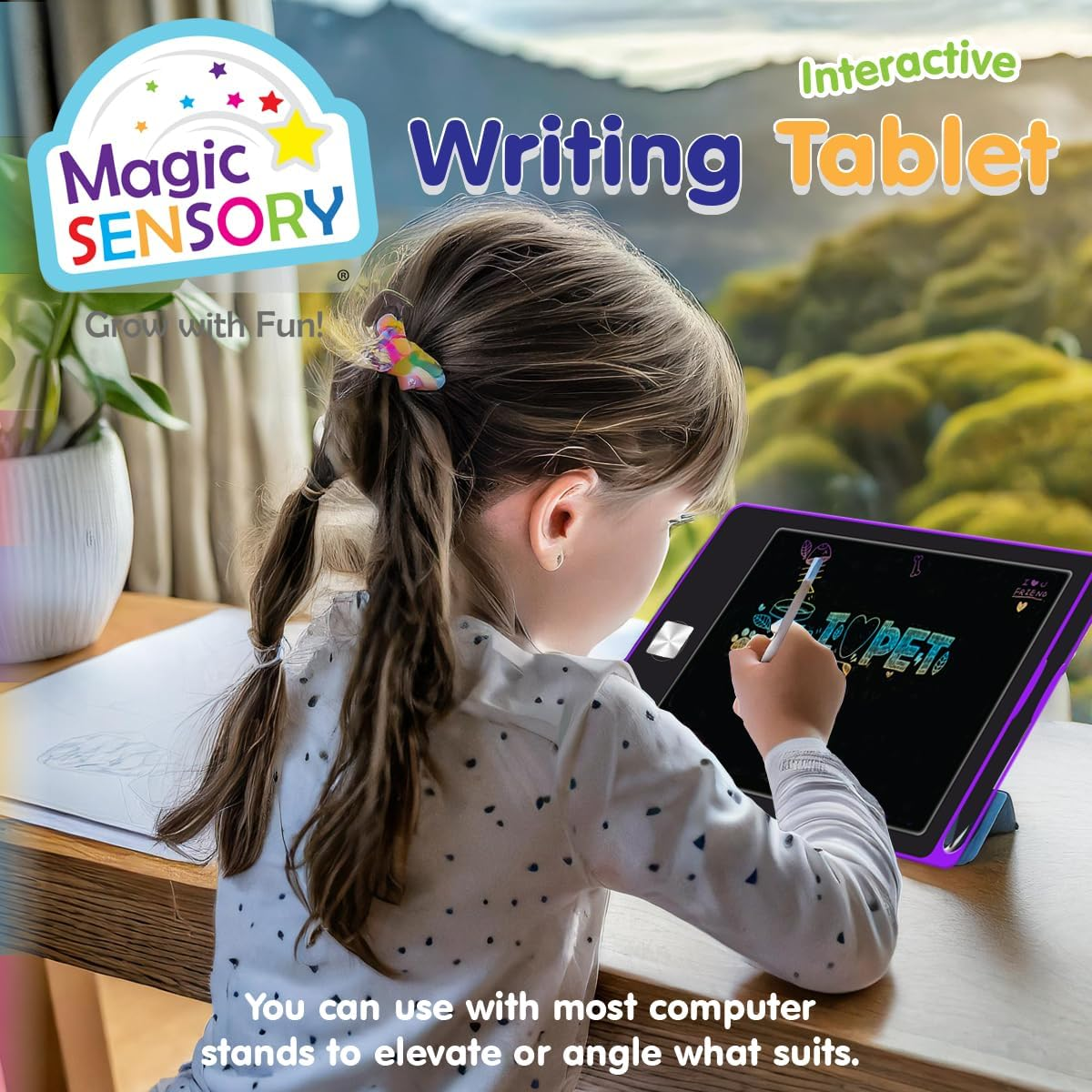 LCD Interactive Drawing Writing Tablet for Kids - 8.5" Screen - Encourage Creative Drawing and Practise Handwriting - Purple image number 5