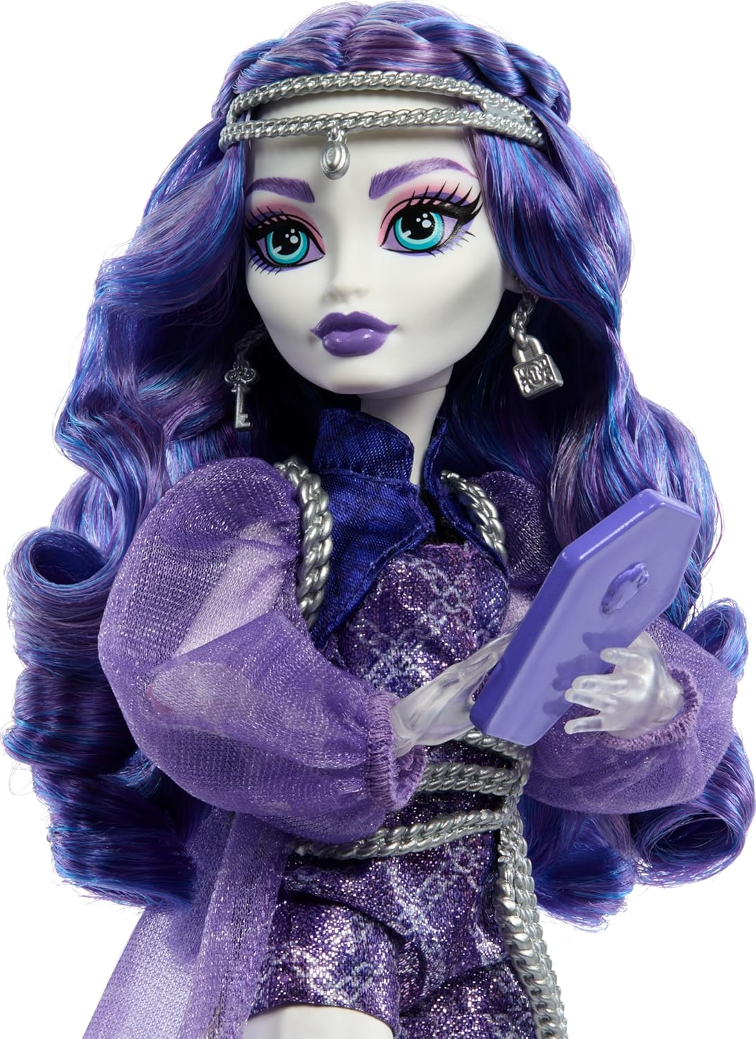 Monster High Spectra Vondergeist Doll with Pet Ferret Rhuen and Accessories like Backpack, Tablet, Snacks and More image number 5