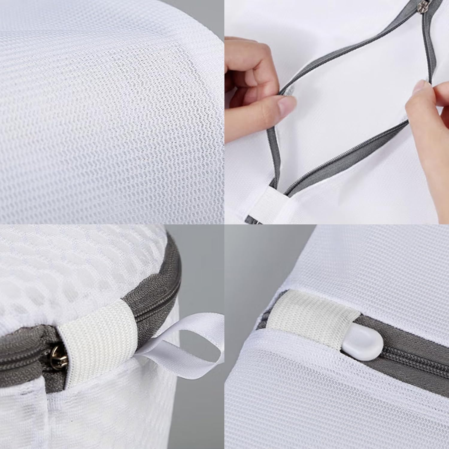 8 Pack Delicates Laundry Bags Mesh Washing Bags for Bras, Socks & Clothing Gentle Wash Organiser for Machine & Travel XL Breathable Mesh (White) image number 6