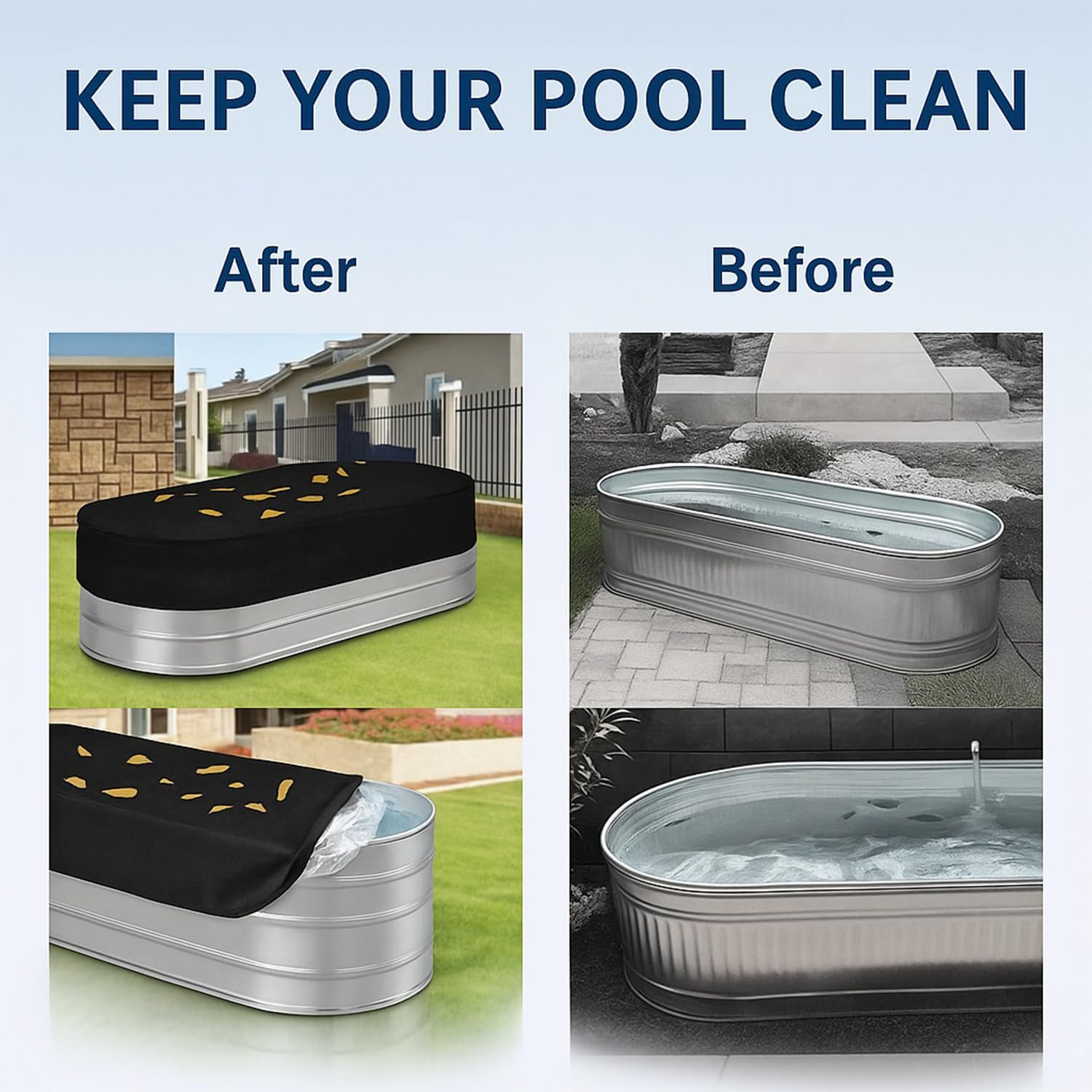 Reservoir Cover, 420D Oxford Cloth Material with Drawstring, Heavy-Duty Waterproof Protection, Suitable for 6-Foot (180Cm) Outdoor Oval Shaped Reservoir CRFY image number 1