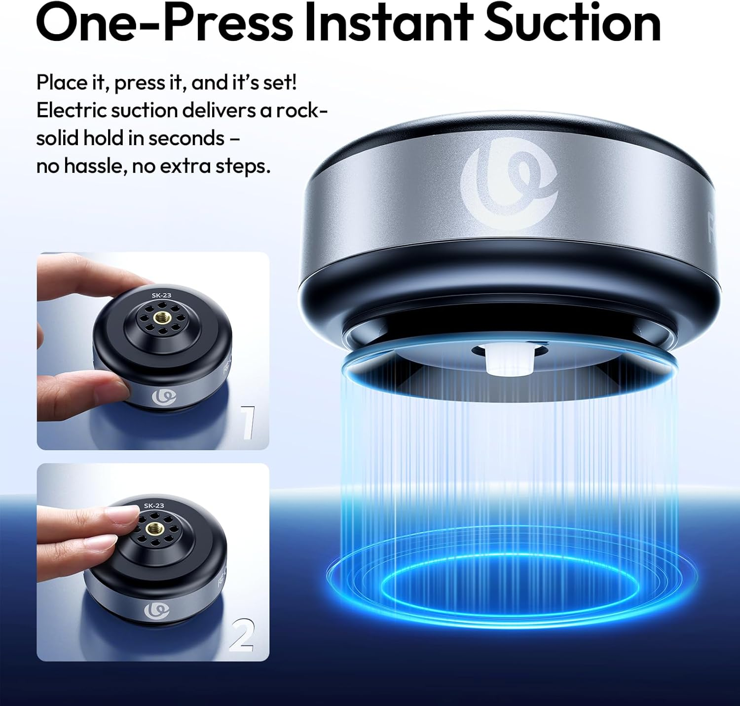 ULANZI SK-23 Electric Camera Suction Cup Mount with 1/4" Screw Hole for Gopro Hero 13/12/11/10/9, Insta360 X5/X4, DJI Osmo Pocket 3/2 Action 5 Pro/4, and Most Small Camera/Action Camera/Phone image number 4