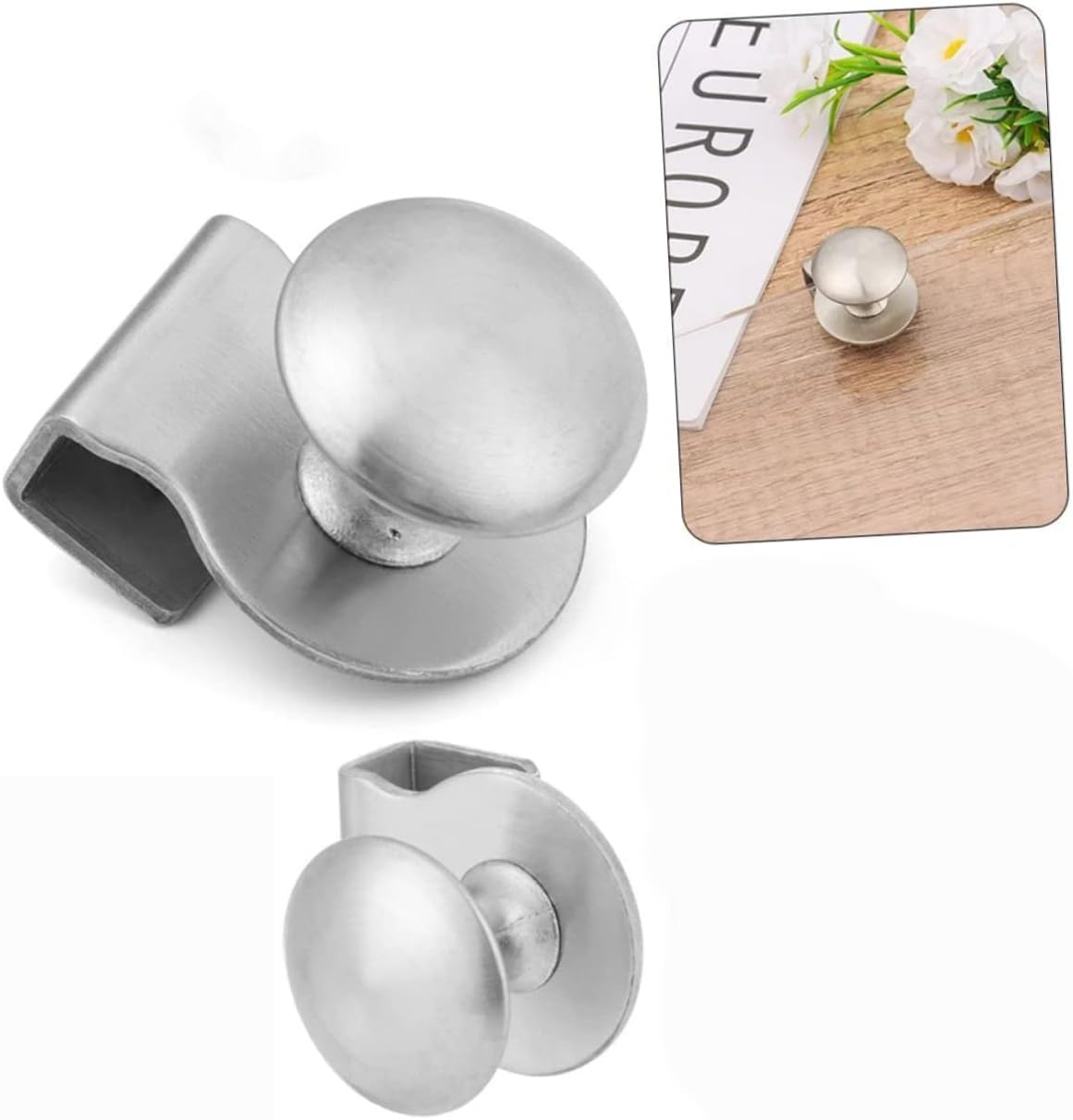 2Pcs Durable Glass Door Clip Pull Handle - Elegant Design for Comfortable Grip on Cabinets, Showers & Sliding Glass Doors, Kitchen and Bathroom Hardware Accessories