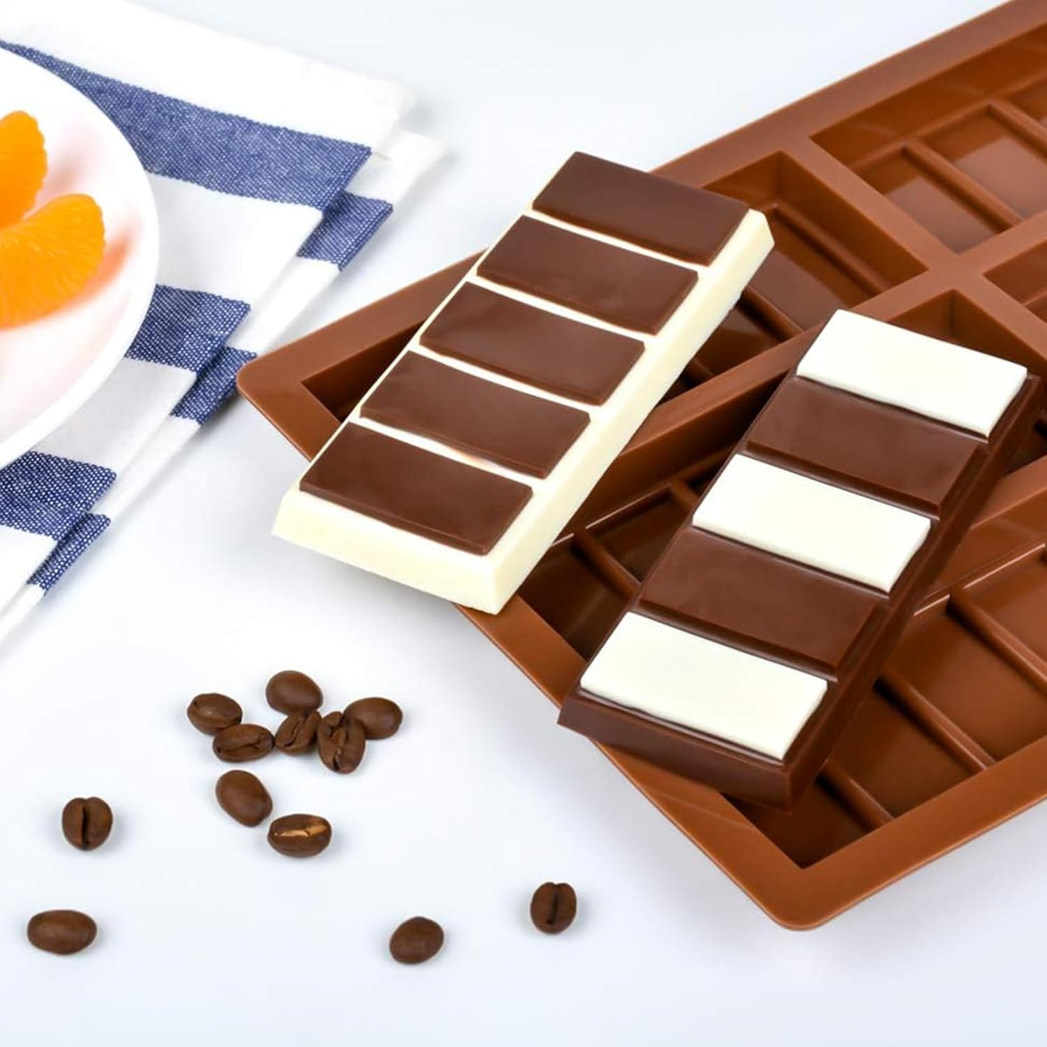 Silicone Chocolate Bar Molds Break Apart Chocolate Engery Bar Non-Stick Candy Mold for Baking Chocolate Snacks, 2 Pack