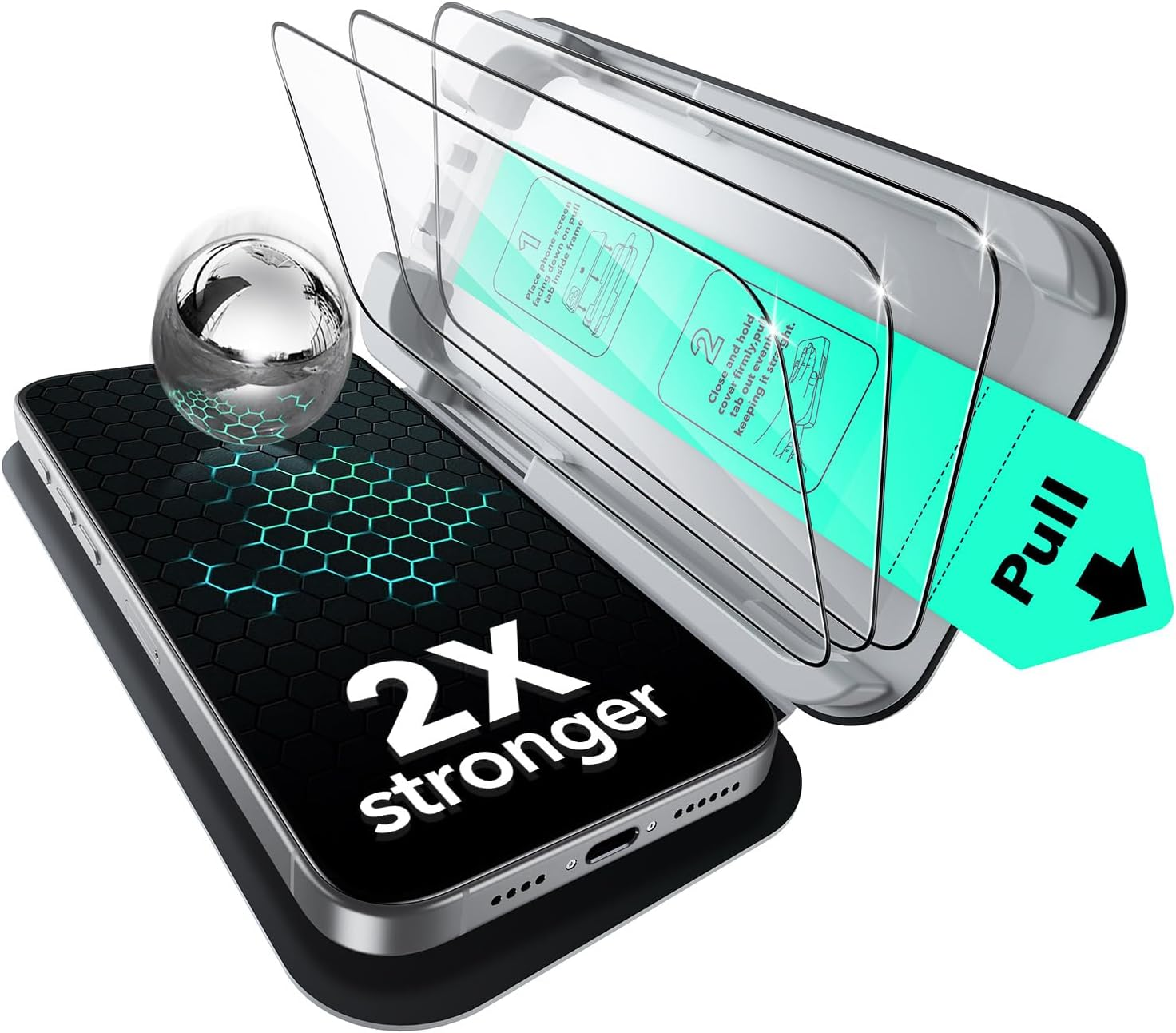 ESR 3 Pack for Iphone 17 Pro Max Screen Protectors Tempered Glass, High Clarity, 9H Hardness Scratch Resistant, Full Coverage, Military-Grade, Shatterproof, Screen Guard with Ultra Fit Tray