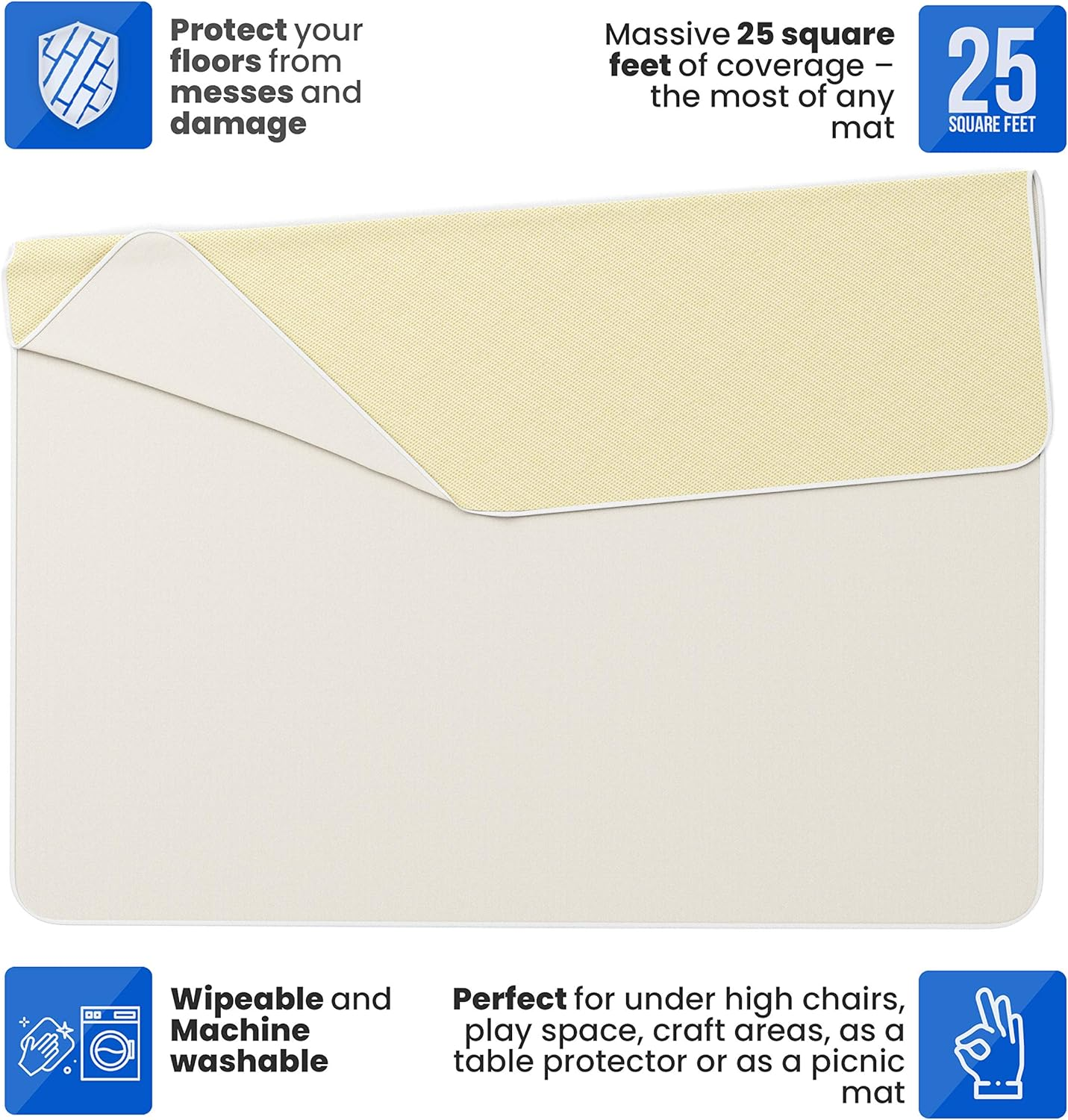 Super Jumbo Splat Mat &ndash; 60&rdquo; X 60&rdquo; Extra Large Waterproof and Washable Protective Mess Mat for Floors and Tables during Arts Crafts Painting Playtime and Mess Play (Grey, Jumbo- 5Ft X 5Ft (60" X 60")) image number 3