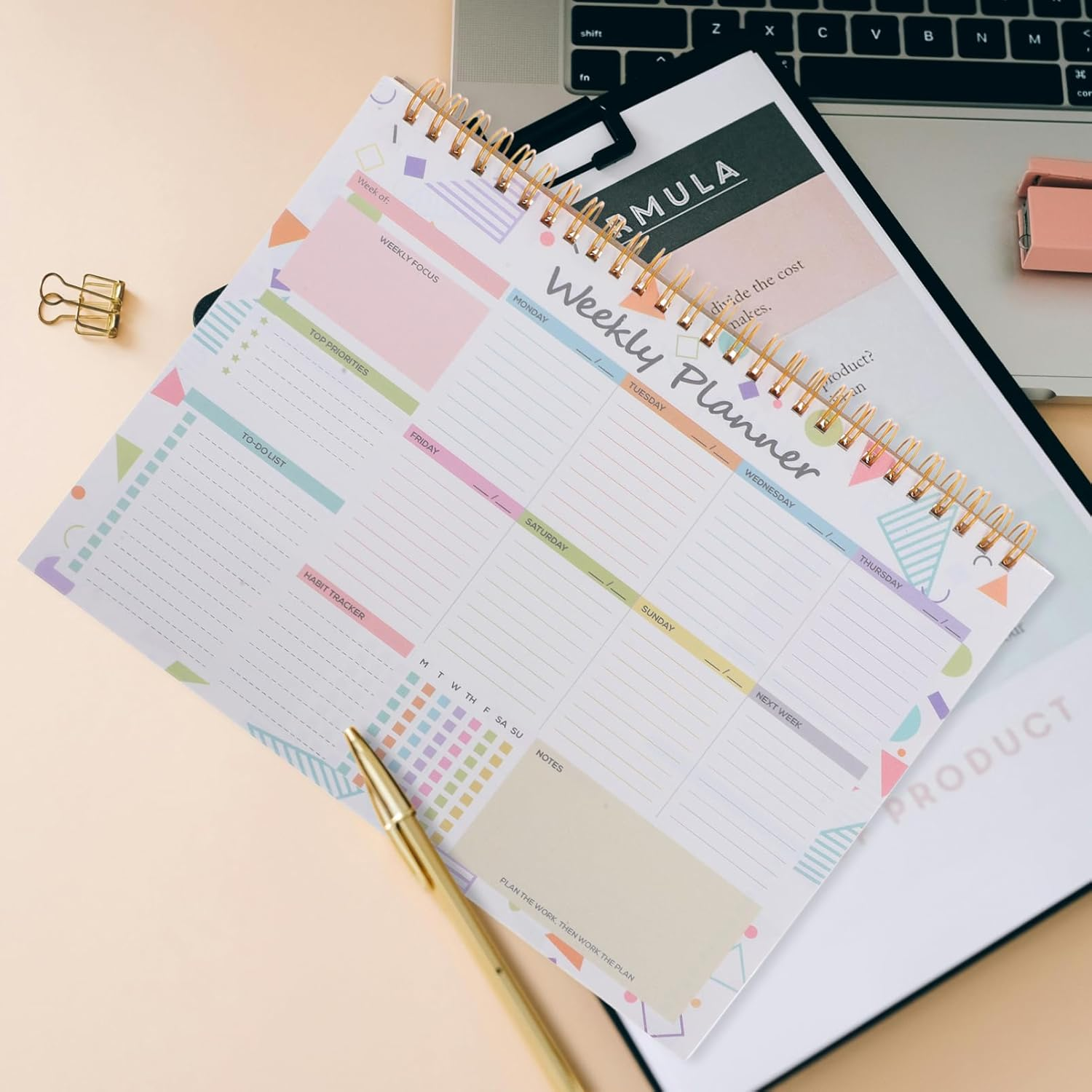 SEWACC Weekly Planner with Spiral Binding Weekly Notepad Projects Planner Notebook Week Planner Notebook - Blue image number 6