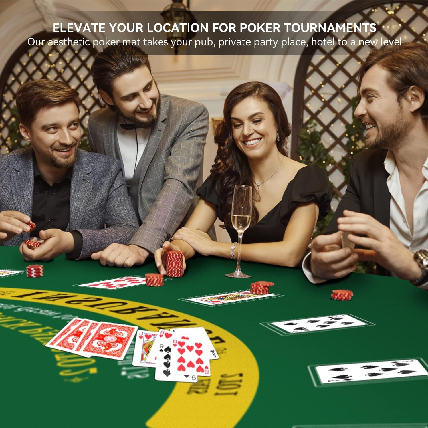 180 * 90Cm Poker Mat for Table with Carrying Bag, Professional Casino Blackjack Tabletop Layout Poker Table Mat (Blackjack A) image number 5