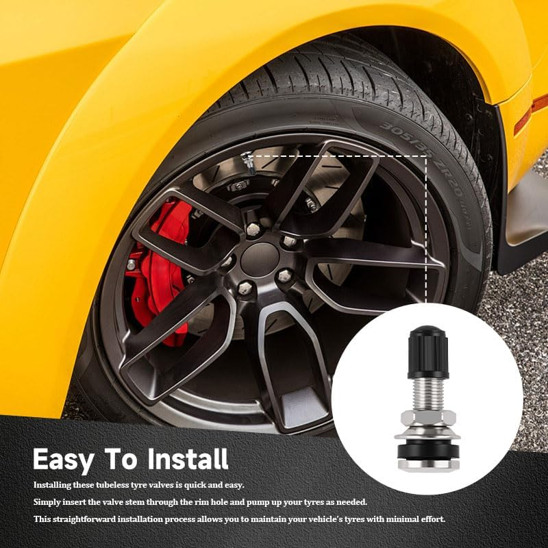 4 Pcs Universal Tubeless Tire Valve Stems with Dust Caps, Compatible with Car, Truck, Motorcycle and Bicycle Wheels image number 1