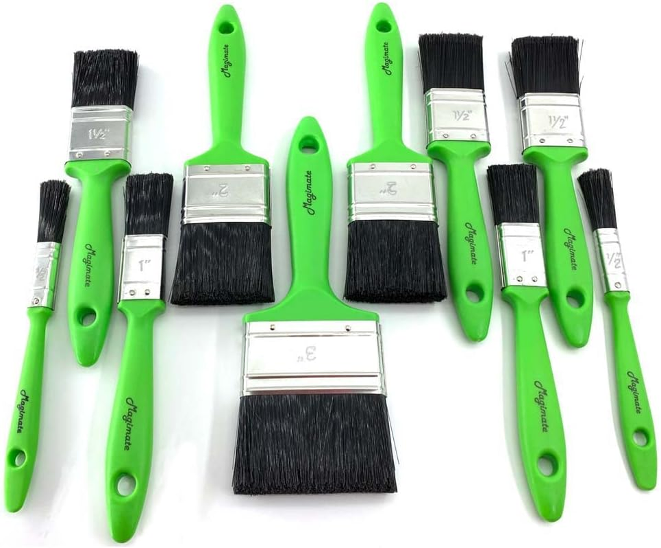 Magimate Stain Paint Brush House Painting Wall Paintbrush Set Variety Sized Staining Brushes Assortment Bulk Pack of 10 image number 2