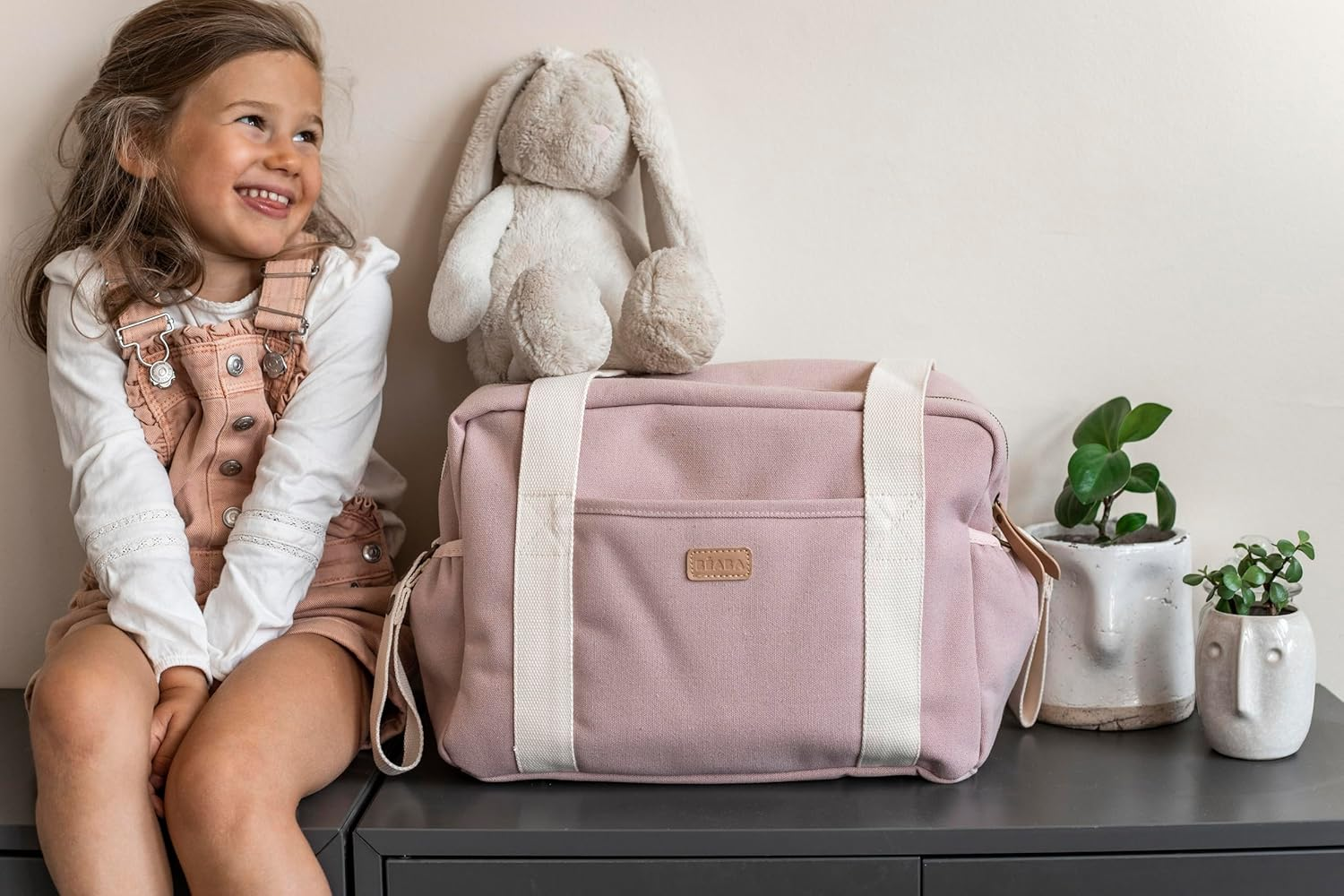 B&Eacute;ABA, Baby Changing Bag, Multiple Compartments, 10 Pockets, Zip Trolley Case, Shoulder Strap, Isothermal Bag, Changing Mat, Water-Repellent, Capacity 16L, Paris Bag, Pink