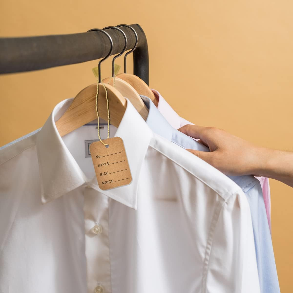 1000 Pcs 7 Inch Hang Tag String and Price Tags, Store Clothing Unstrung Coupon with Nylon String Snap Lock Pin Loop Fastener Hook Ties for Clothes Retail Store (Brown) - Brown image number 4