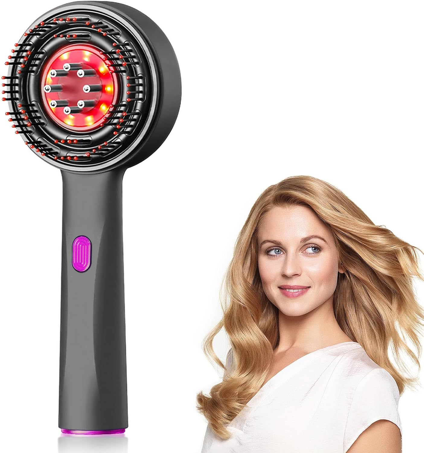 Oolong Scalp Massager, Red Light Head Massager Scalp, Multi-Functional Electric Hair Massager Brush with IPX7 Waterproof, Cordless, Hair Oil Applicator for Scalp, Hair, Head, Muscle Relax（Red）