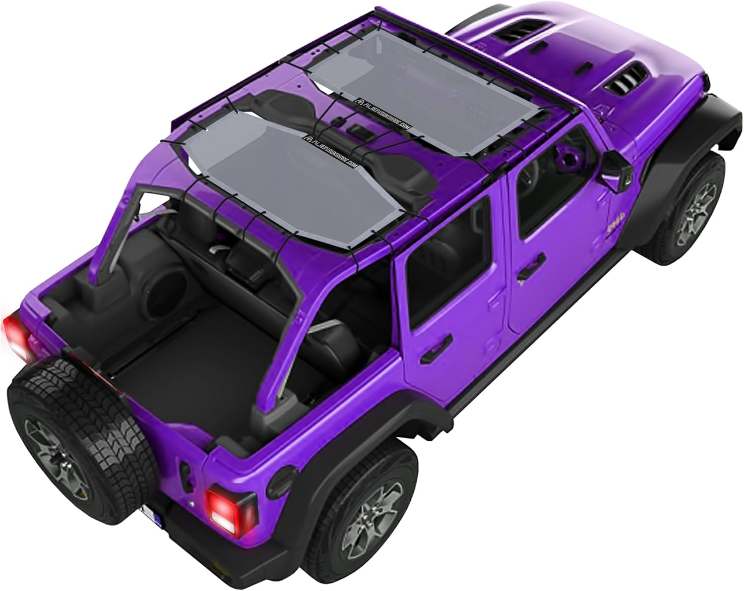 Alien Sunshade Jeep Wrangler JLU (2018-2023) &ndash; Front & Rear Mesh Sun Shade for Jeep JL Unlimited - Blocks UV, Wind, Noise - Bikini Jlkini Top Cover for Sport, Sport S, Sahara, Rubicon (Black)