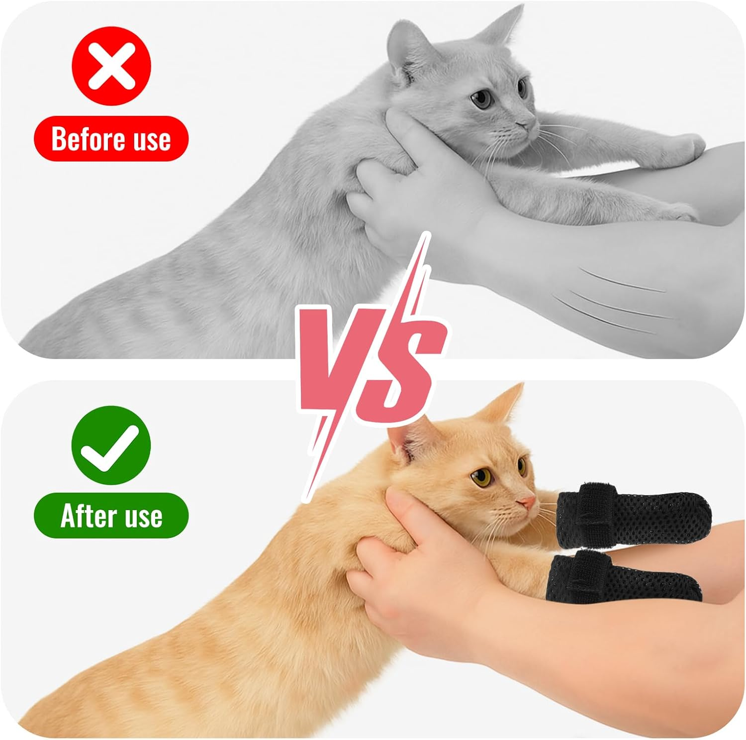 CIATBYYJ Pack of 8 Adjustable Mesh Cat Shoes, Anti-Scratch Cat Socks, Cat Paw Protection, Cat Shoes, Claw Protection, Cat Boots for Bathing, Cutting Nails (Grey, S) image number 4