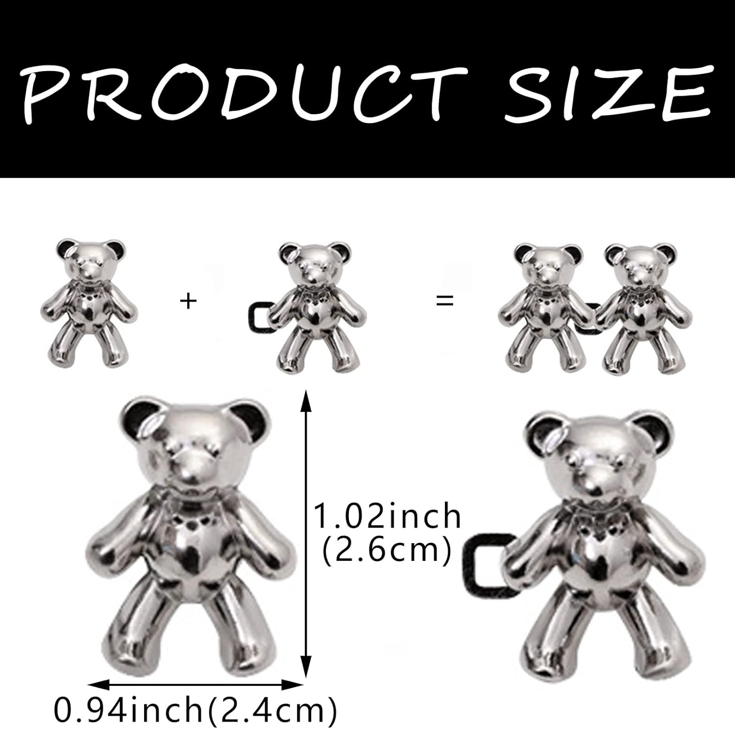 8 Pairs Cute Bear Jeans Button Pins for Clothing Pants No Sewing Detachable Waist Body Fit Tightening Buckles DIY Clothing Accessories for Women and Girls Skirt Jackets Jeans image number 1