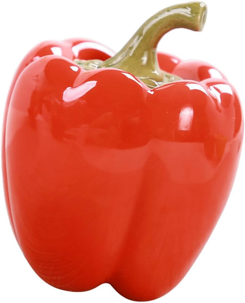 TOMETURE Red Small Mini Ceramic Tea Storage Jar Capsicum Shape Food Container for Loose Tea and Coffee Beans