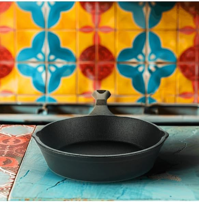 Pre-Seasoned Cast Iron Skillet, Fry Pan, Griddle, 15 Cm, Black