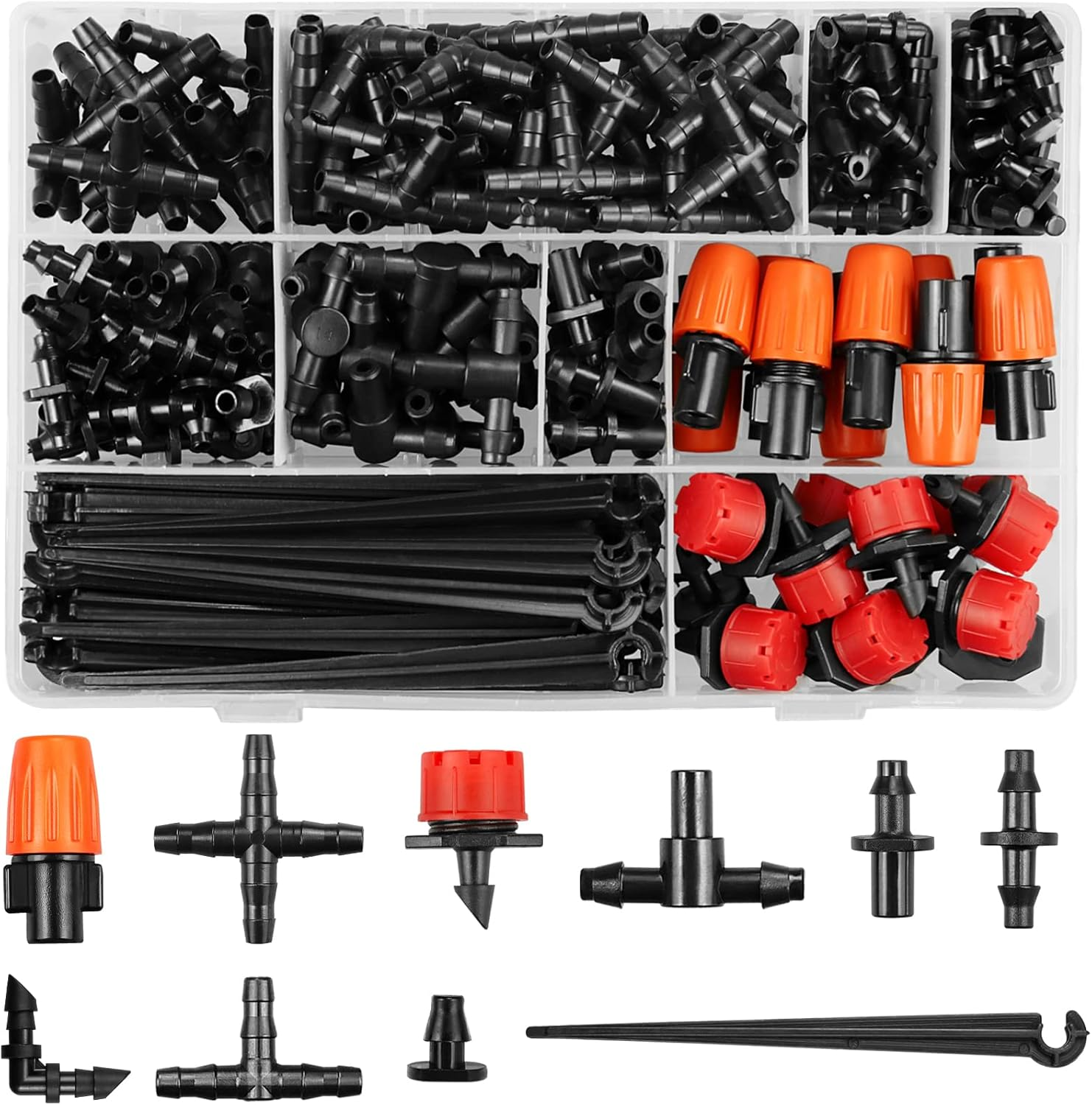 JOYPRO 100 Pieces Drip Irrigation 1/4" Barbed Coupling Fittings, Barbed Connectors for 1/4 Inch Irrigation Tubing, Drip Line Coupler for Drip Sprinkler Garden Lawn Systems