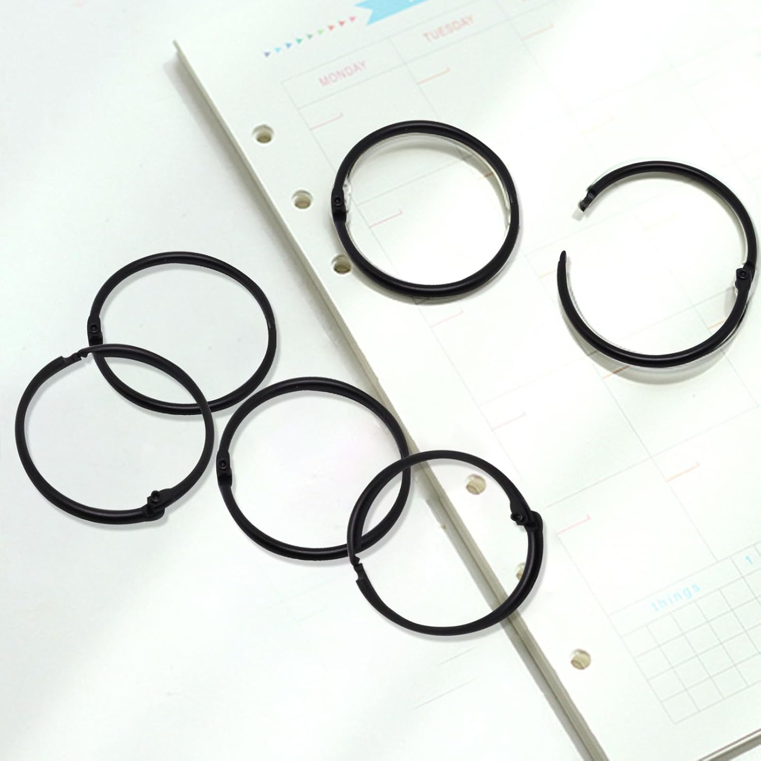 Binder Rings 30Pc, Book Rings 2 Inch, Flash Card Rings Large Index Card Ring Loose Leaf Binder Rings Black Ring Clips Metal Rings for Index Cards Rings for Paper image number 5