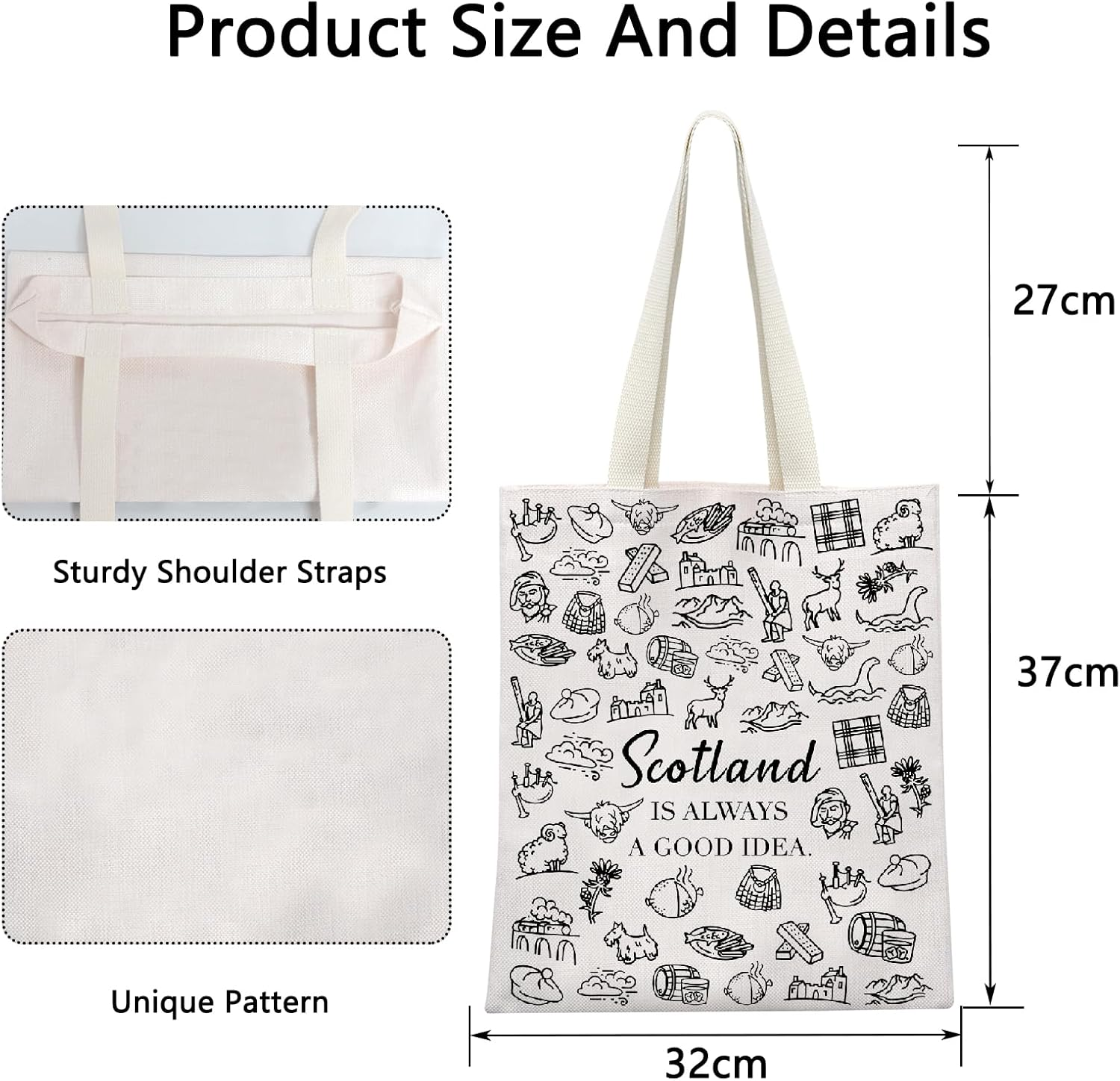 POFULL Scotland Trip Gift Scotland Is Always a Good Idea Cosmetic Bag Edinburgh Gift, Scotland Tote Bag