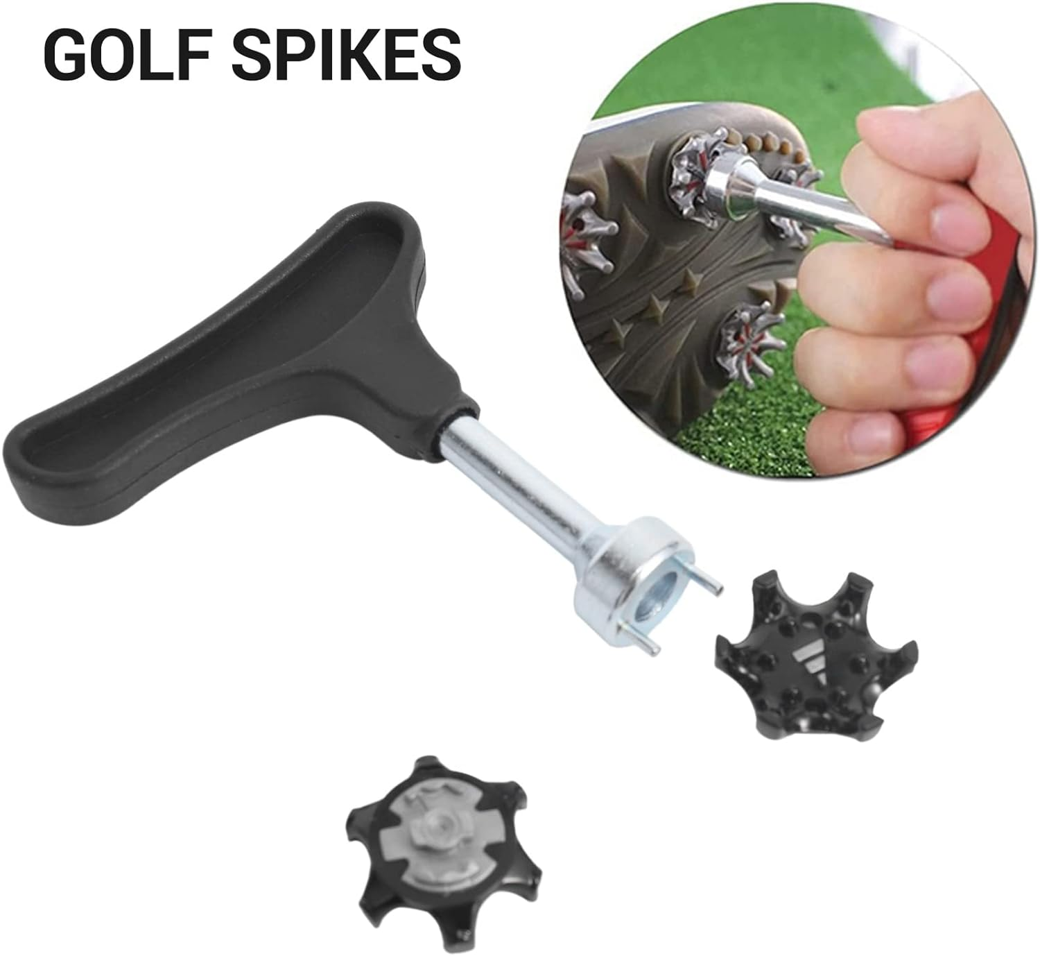 25Pcs Easy to Change Studs, Universal anti Skid Golf Shoes, with Golf Wrench Two Pin Shoes Remover Replacement image number 1