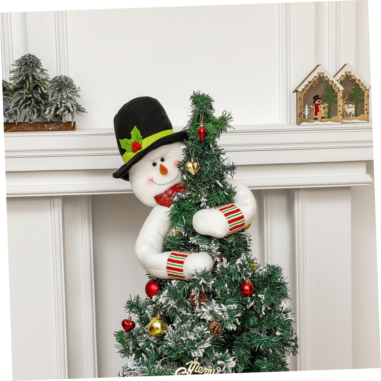 Christmas Tree Topper Snowman Hugging Decoration for Festive Home Atmosphere Unique Xmas Ornament for Holiday Parties Christmas Decor Accessory image number 4