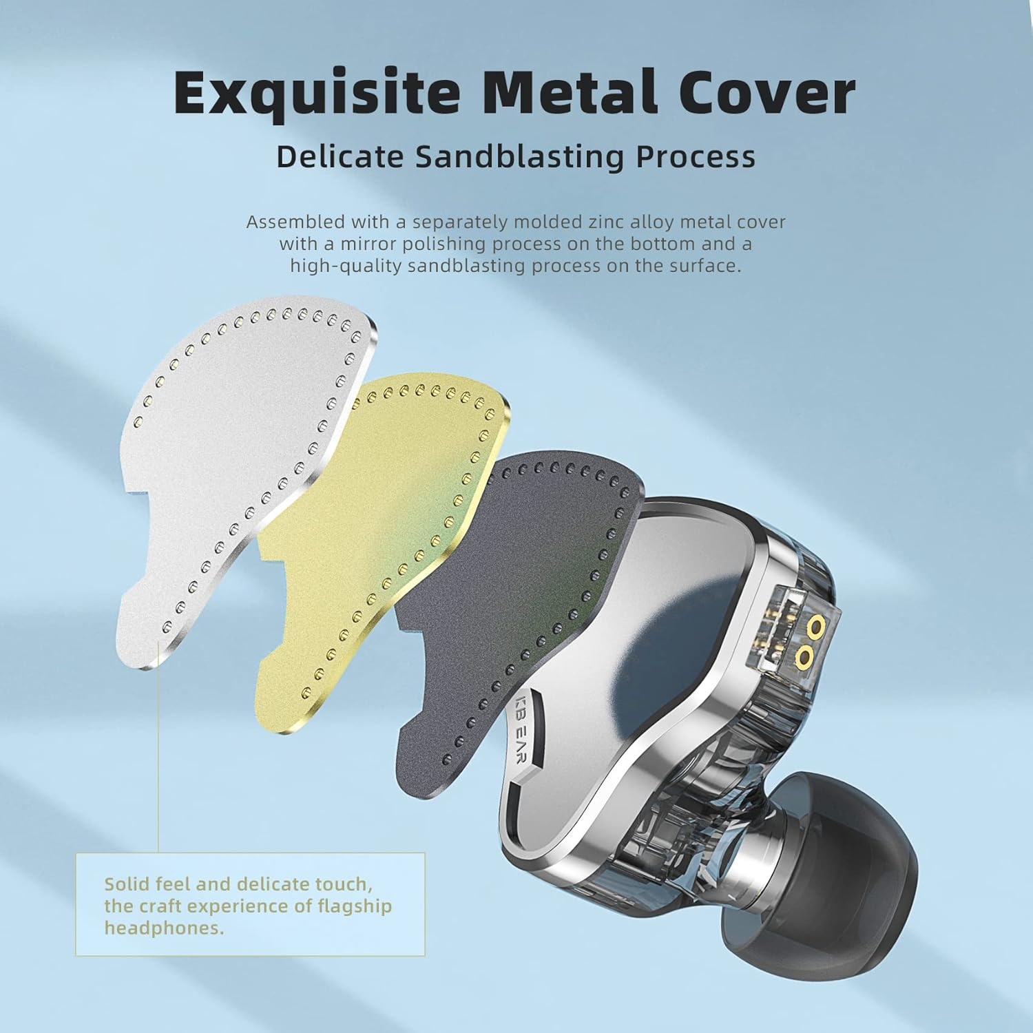 KB2208 Hifi In-Ear Monitor, High Performance DD Unit, Powerful Bass, In-Ear Headphones, Detachable Cable Design, 0.78 Mm, 2 Pin, for Musicians, Singers, Drummers (Silver, Microphone) image number 1