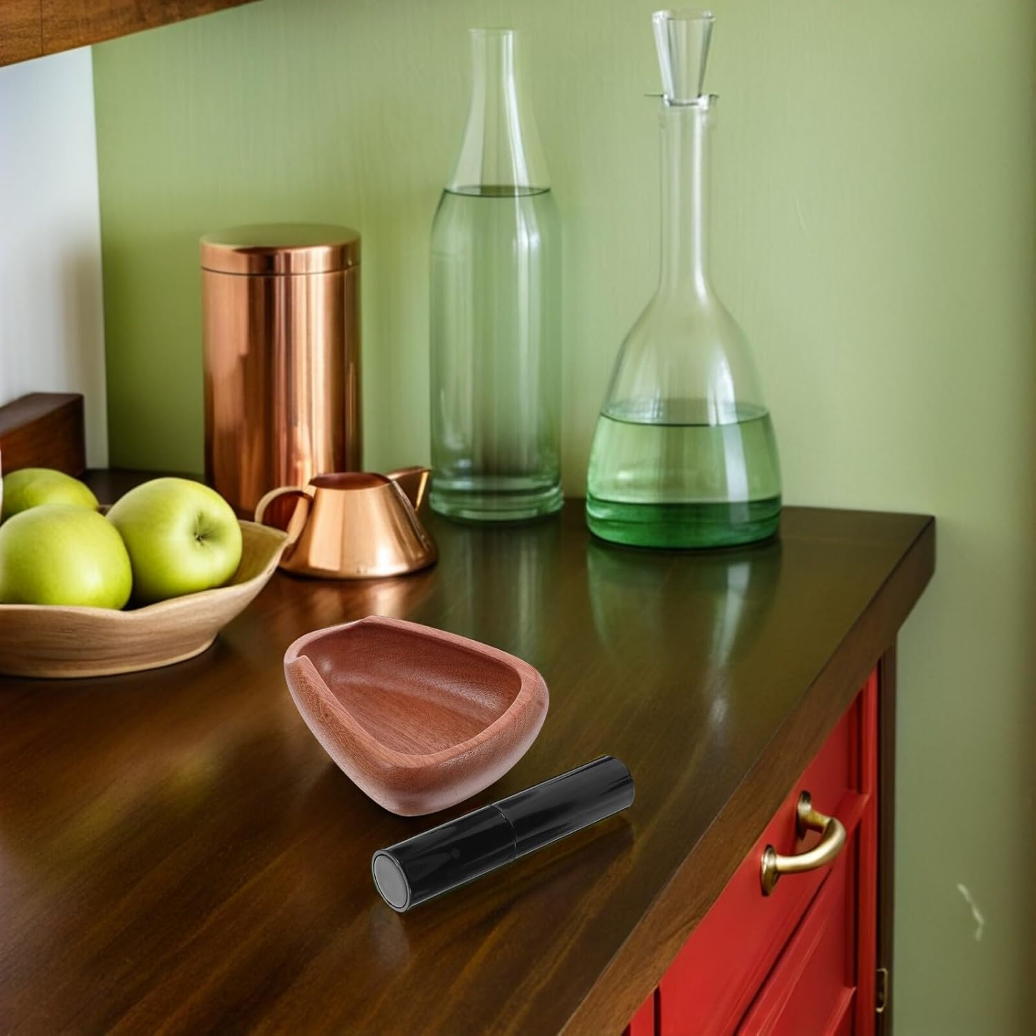 VINTORKY Wooden Coffee Bean Dosing Cup Set Walnut and Sapele Wood, Anti-Static Spray Bottle Included, Espresso Coffee Bean Weighing Dish for Home Brewing and Tea Storage image number 5