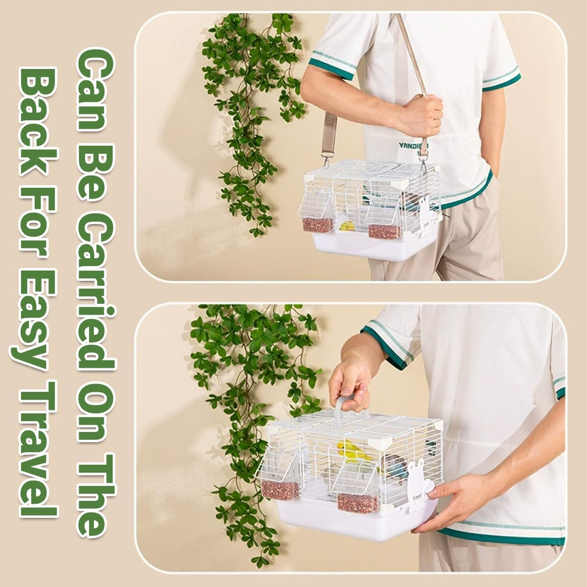 Jade Deals Portable Bird Carrier Cage Backpack - Travel Bird Cage, Outdoor Ventilated Pet Bag, 10.63&times;7.8&times;7.8In, with Shoulder Strap & anti - Escape Door image number 5