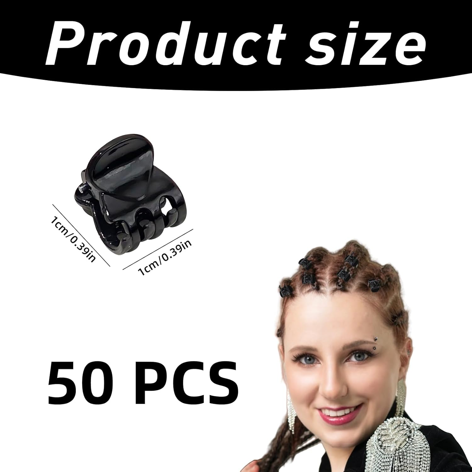 Pack of 50 Small Hair Clips, Mini Hair Clips, Black Plastic, Hair Clips Women, Hair Clips, Girls, Hair Clip, Small, Claw Clips, Non-Slip Handle, Jaw Clips, Hair Claw Clip for Hair Accessories image number 6