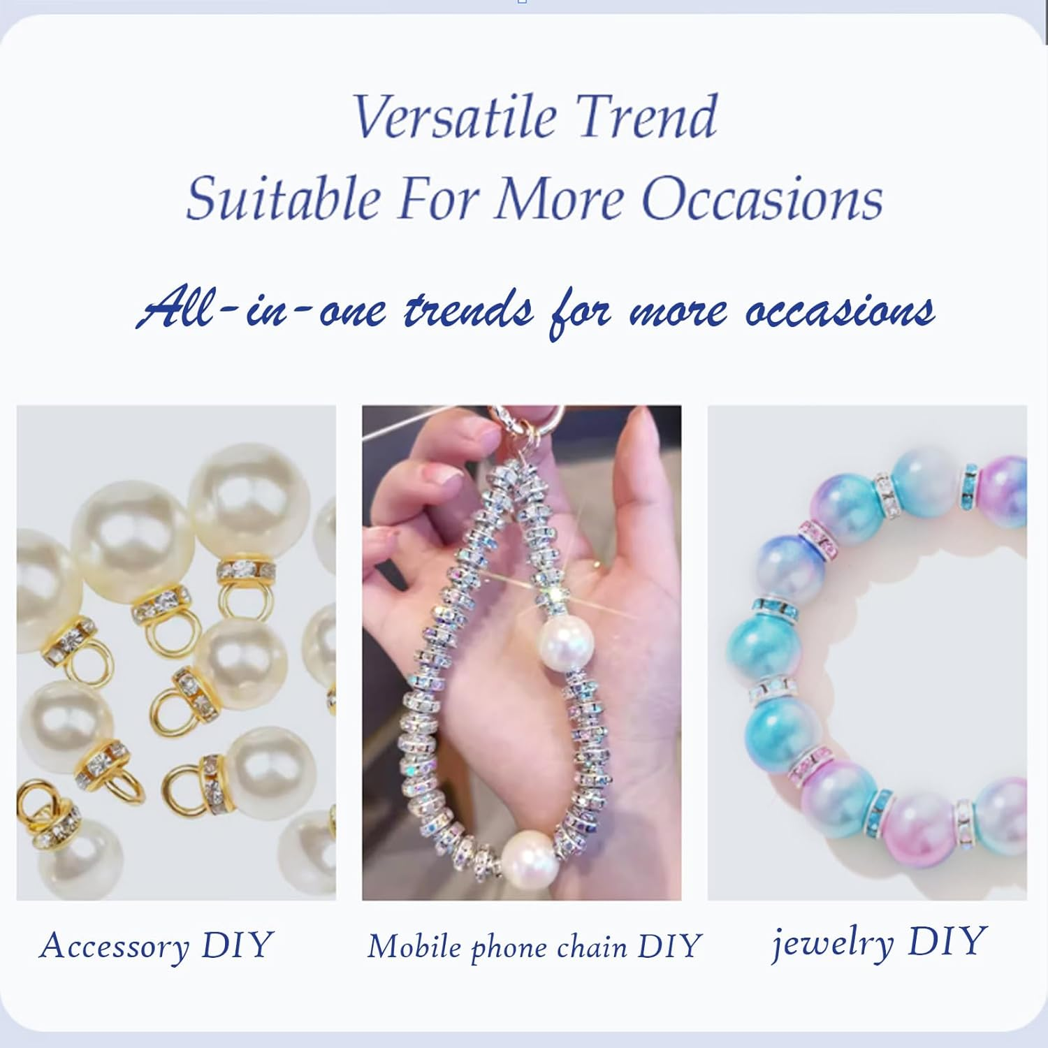 600Pcs Spacer Beads for Jewelry Making, 8Mm Rhinestone Spacer Beads Crystal Bead Spacers for Bracelets, for Bracelet Necklace Jewelry Making DIY （12 Colors） image number 4