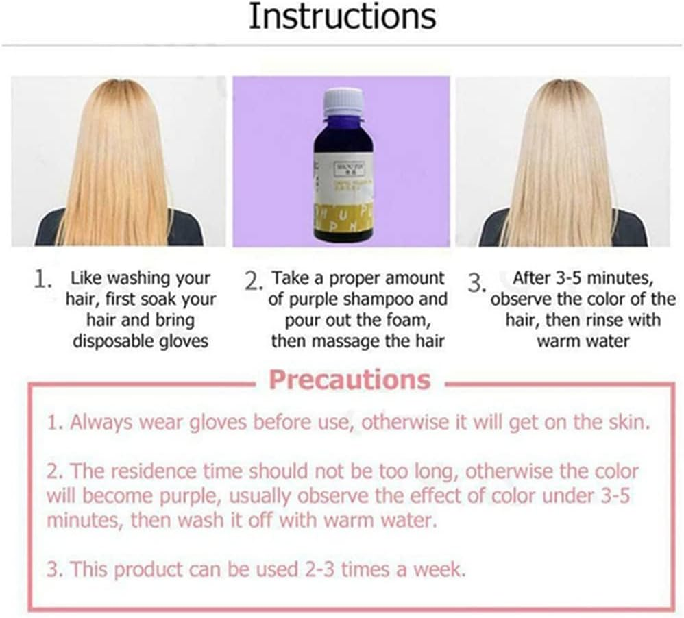 Purple Toning Hair Shampoo Remove Yellow Purple Toner to Silver Ash Blonde Bleached Gray Hair Dye Remove Yellow Treatment 3PCS image number 1