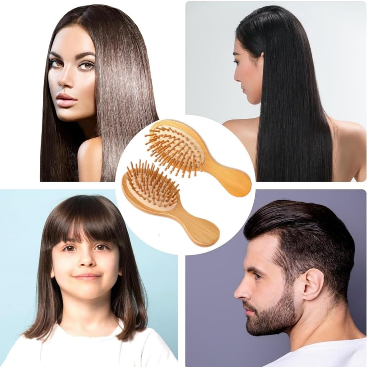 Hair Brush, Pack of 2 Scalp Massage Brush, Scalp Massager Brush, Small Travel Hair Brush, Wooden Hair Brush, Head Massage Brush, Hair Massage Brush, Hair Brush, for Men and Women image number 5