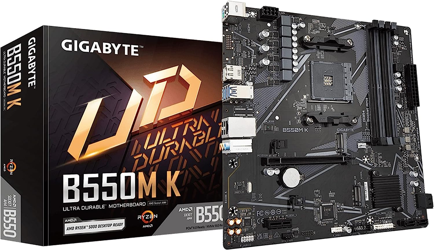 GIGABYTE B550M K Motherboard, Supports AMD AM4 Ryzen 5000 Processors, Micro-Atx, DDR4, Dual M.2, SATA 6Gb/S, Realtek Gbe LAN, Pcie 4.0 image number 3
